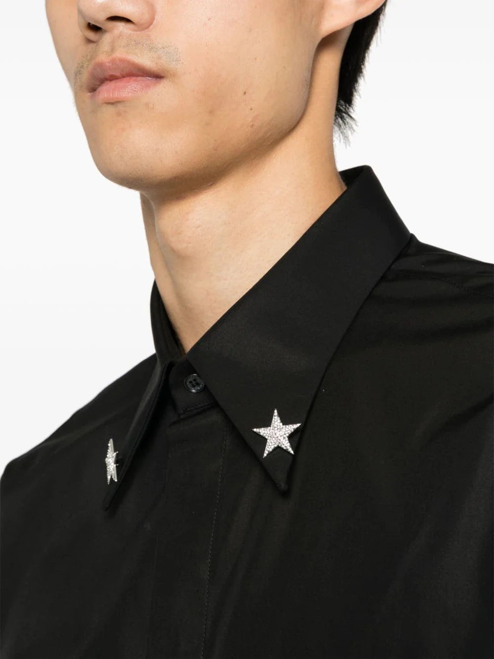 Embroidered Star Collar Cotton Shirt - 5