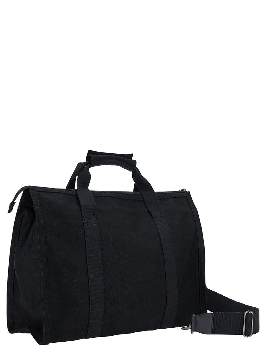 A.P.C. BLACK GYM BAG WITH CONTRASTING LOGO PRINT IN COTTON MAN - 3