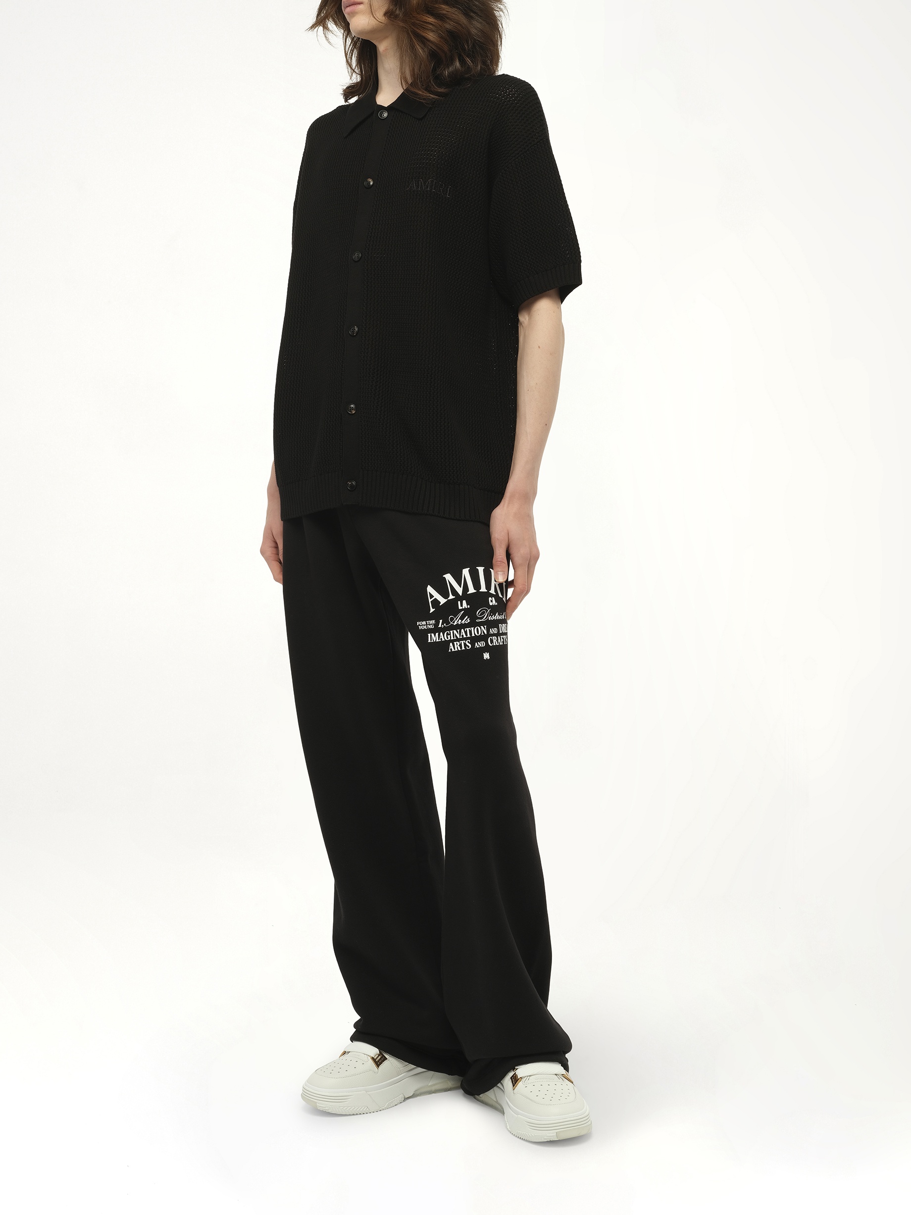 Amiri Crochet Mesh Shirt in Black - 4