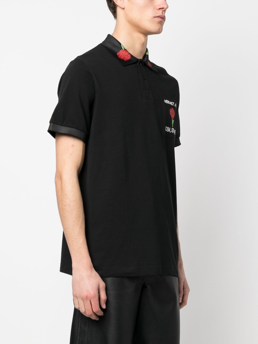 rose-print cotton polo shirt - 3