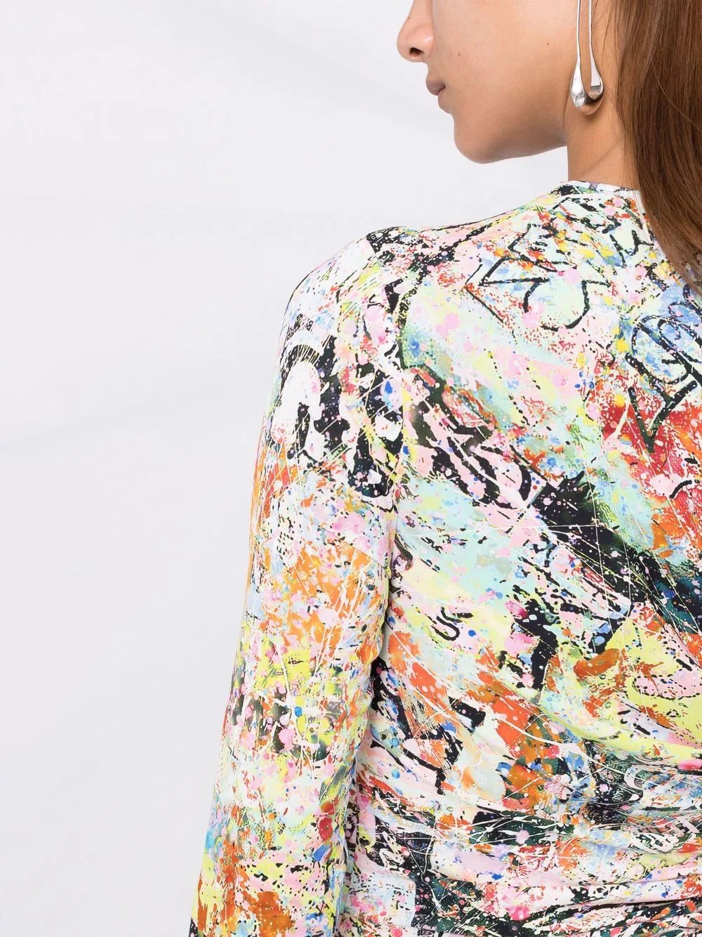 abstract-print long-sleeve dress - 5