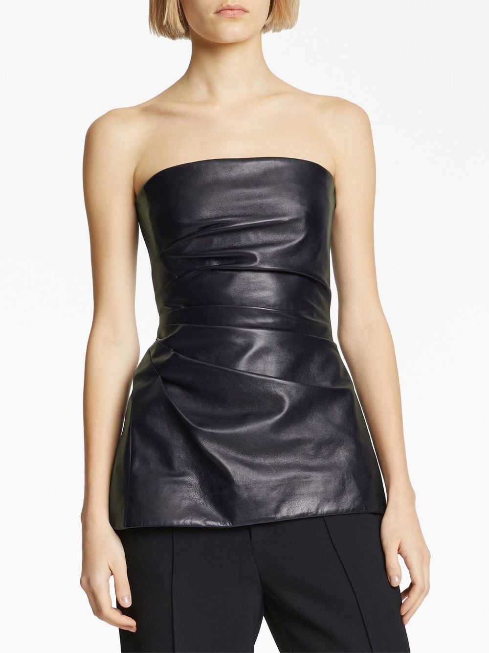 faux-leather strapless top - 5