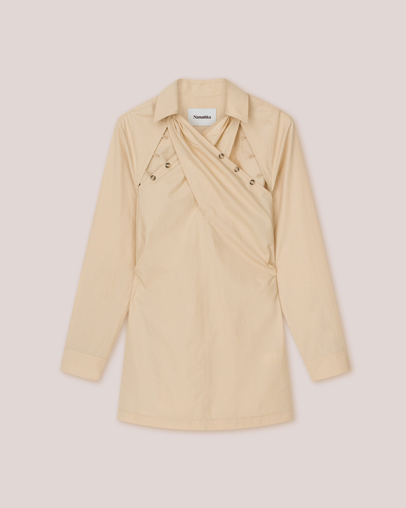 ALEXE - Long sleeve deconstructed wrap mini dress - Beige 1