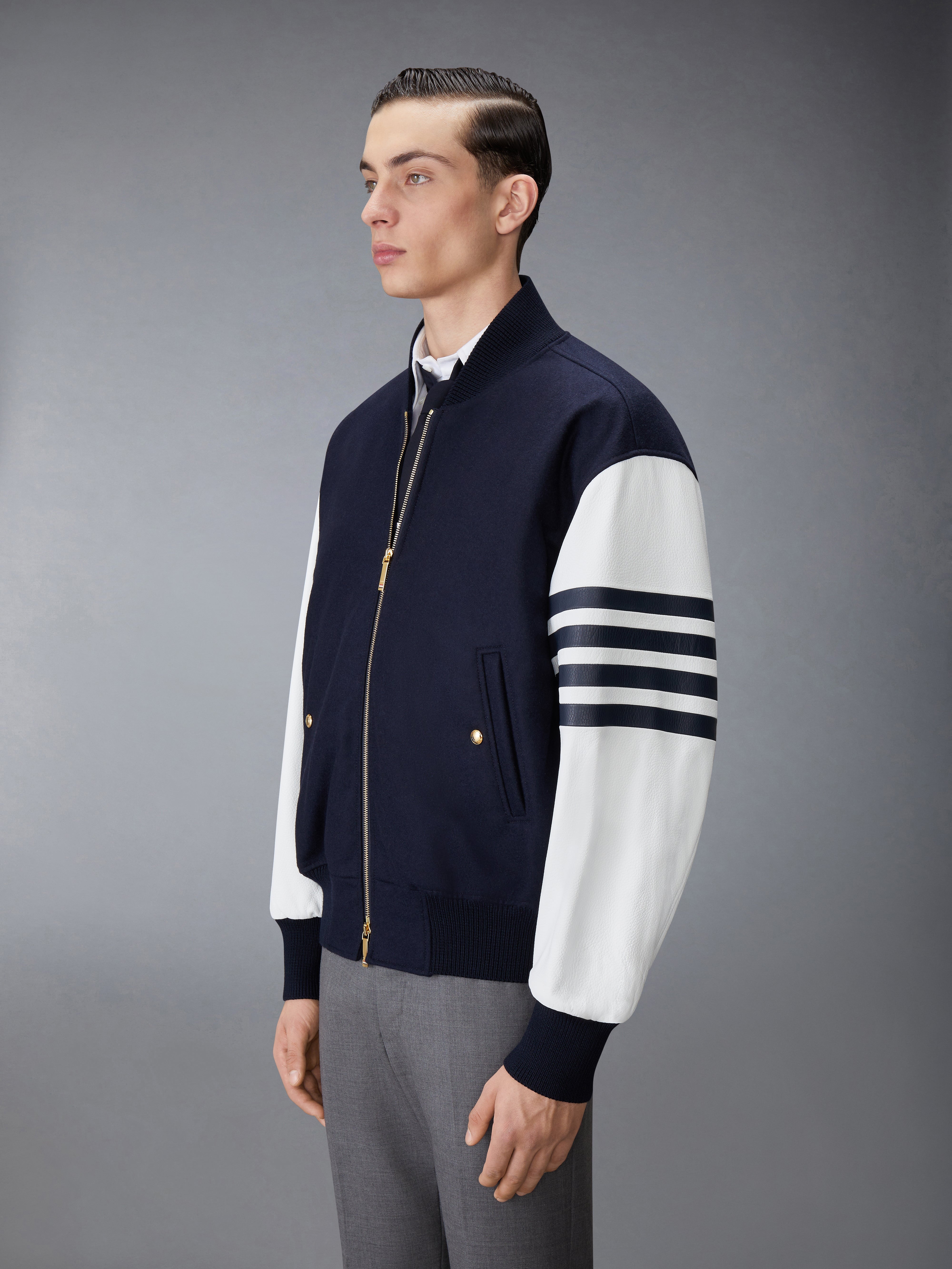 MELTON WOOL 4-BAR OVERSIZED BLOUSON JACKET - 6
