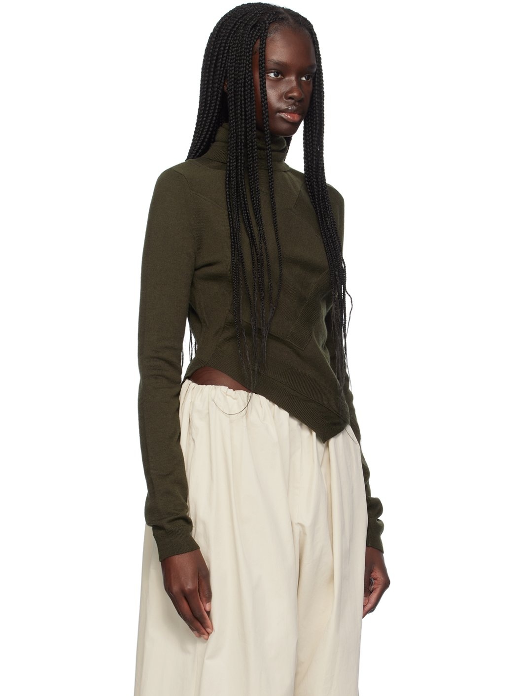 Khaki Patchwork Turtleneck - 2