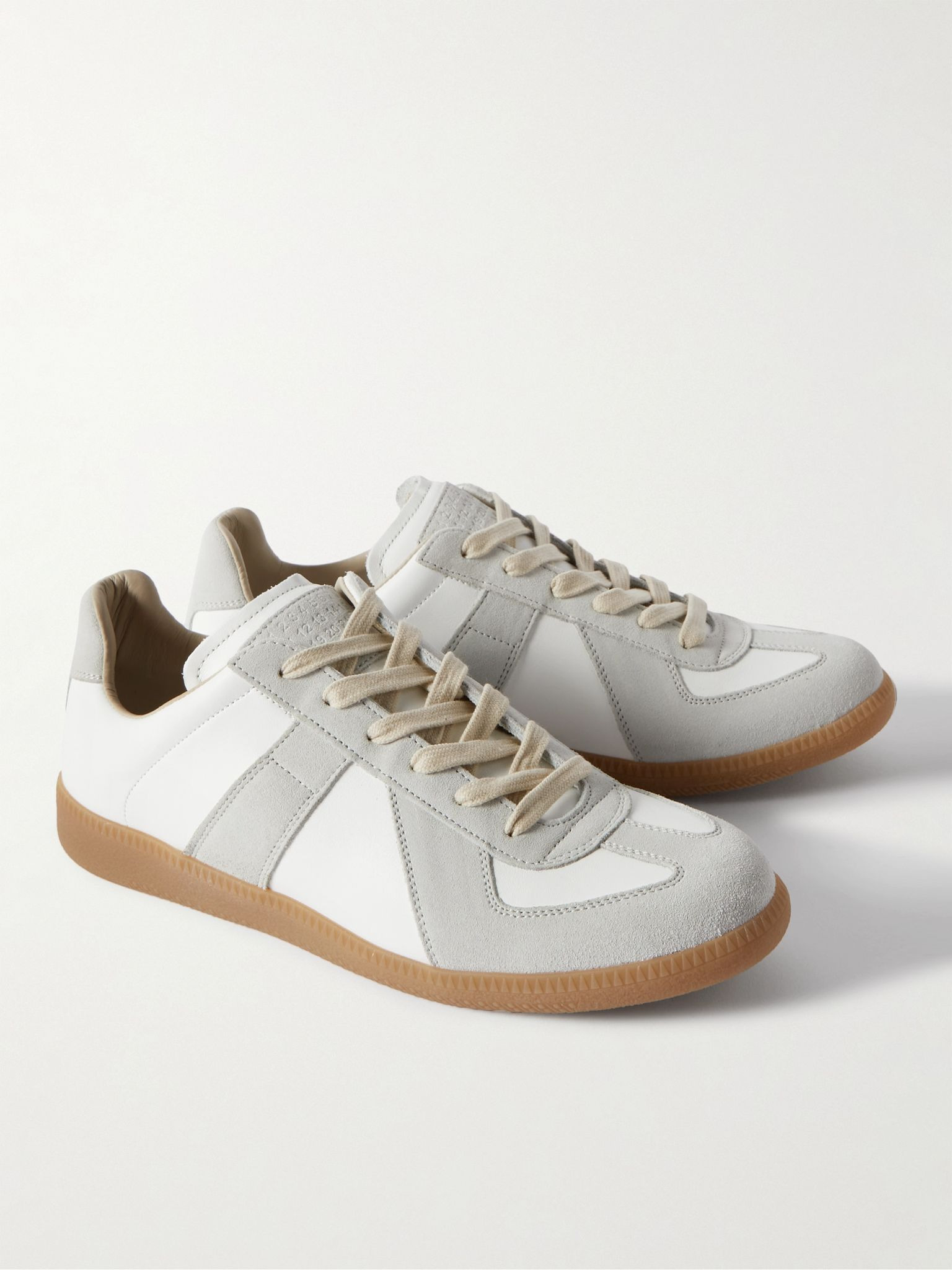 Replica Leather and Suede Sneakers White - 3