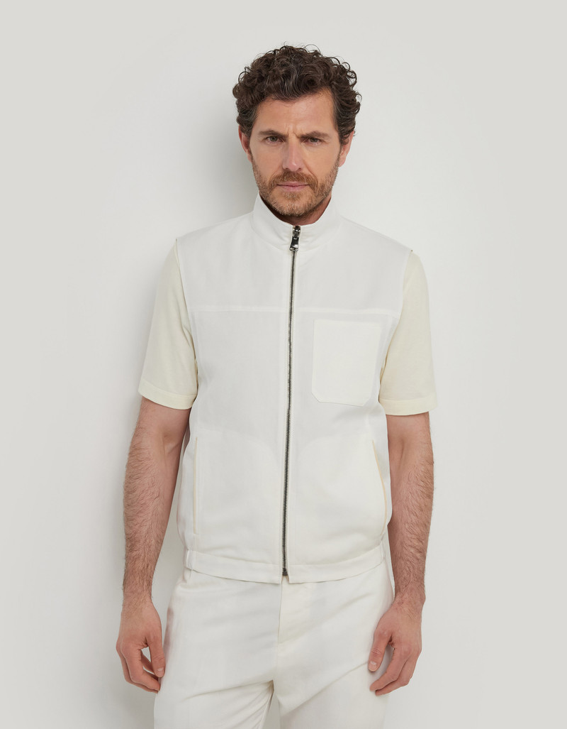 MILK-SUEDE-COLORED REVERSIBLE PUFFER GILET IN LINEN AND SILK BLEND 3