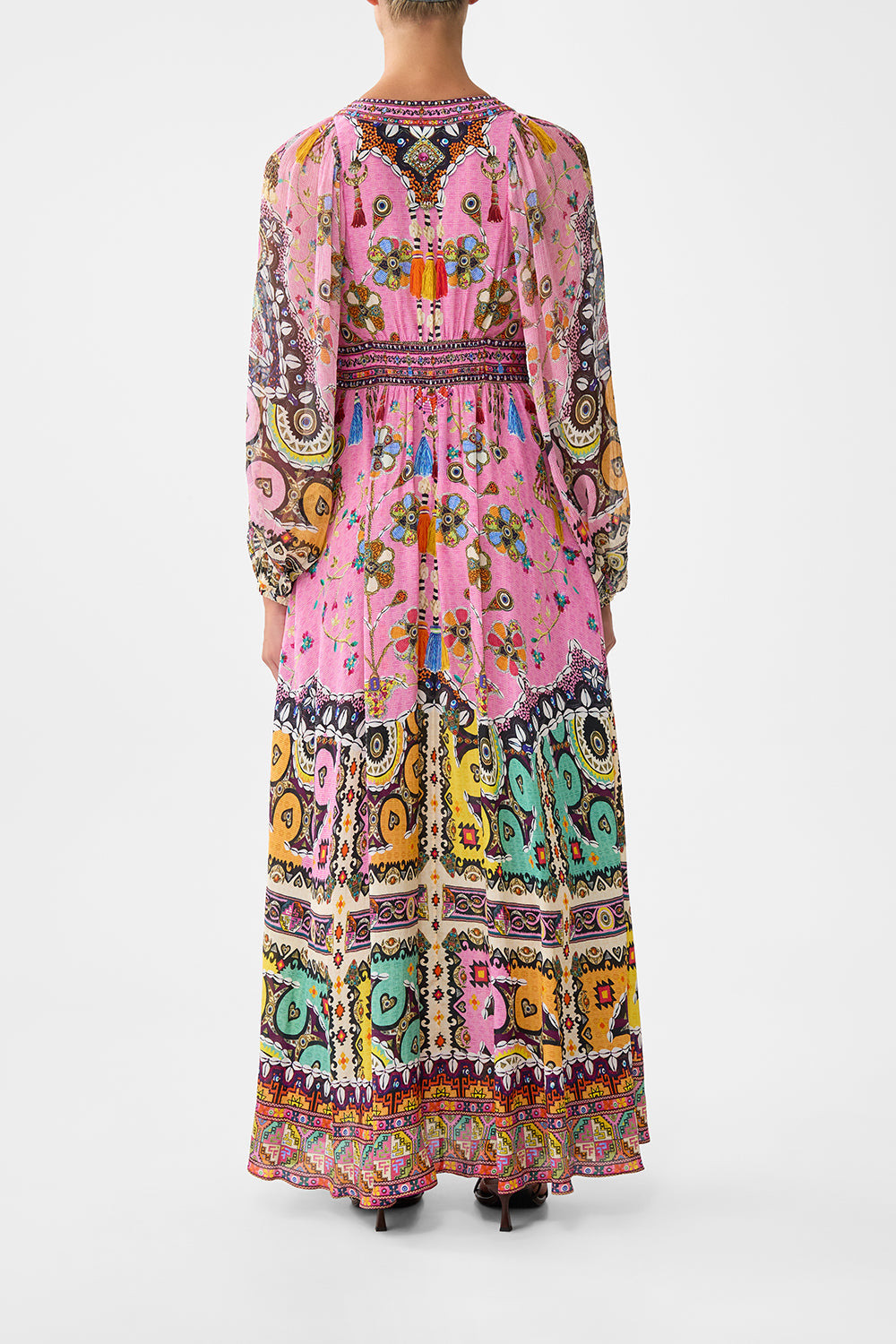 LACE UP FRONT LONG DRESS - 3