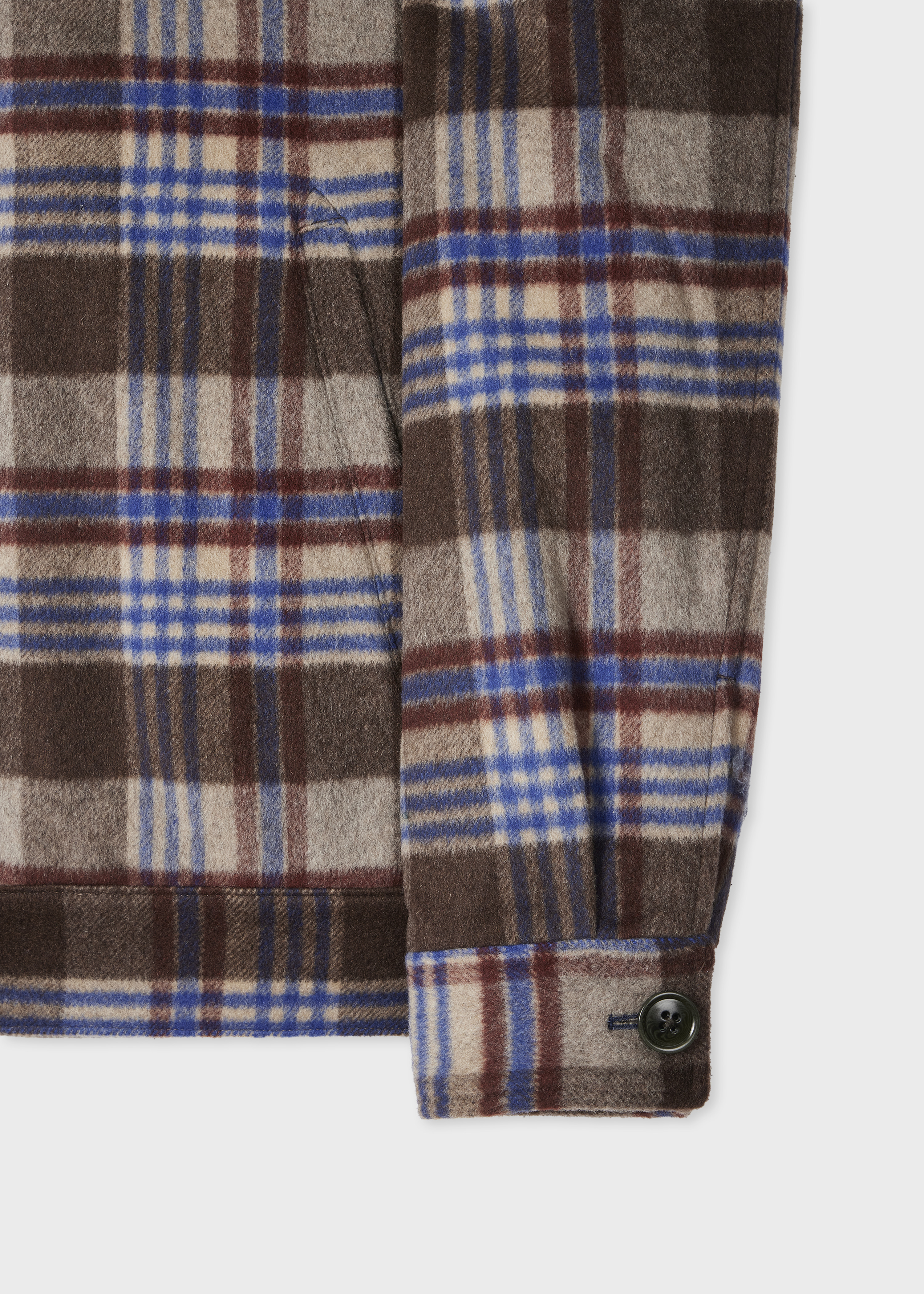 Brown and Blue Brushed Wool-Blend Zip Jacket - 3