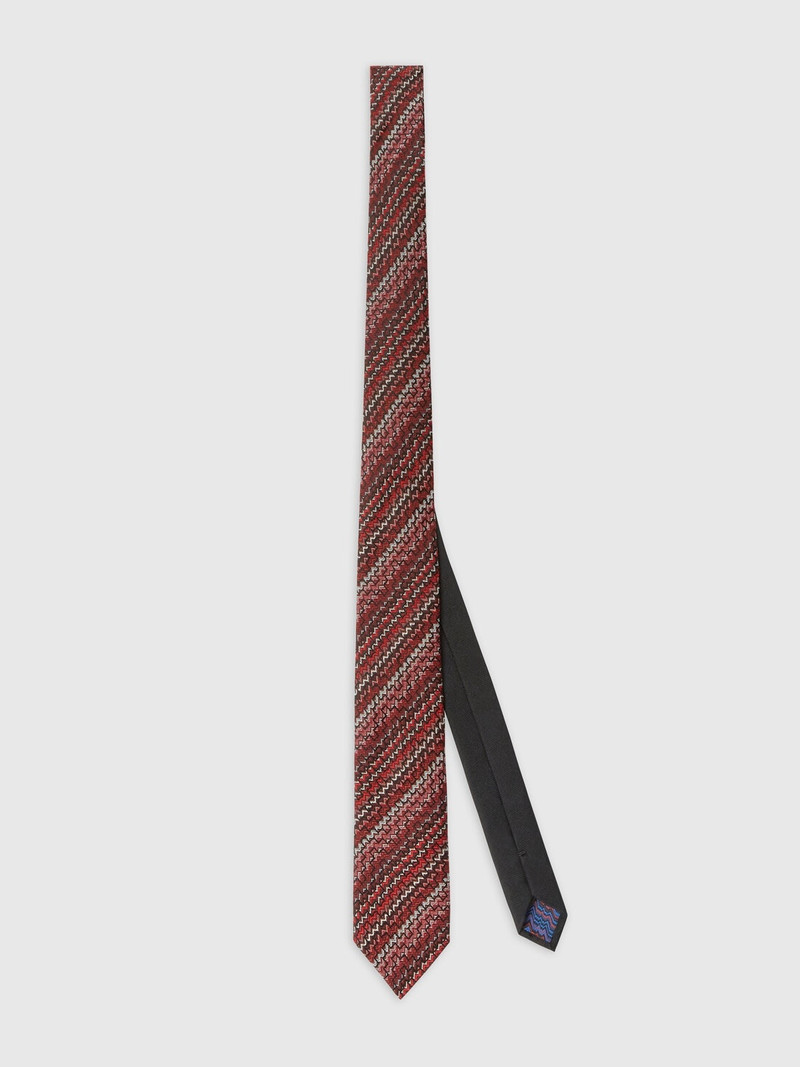 100% Silk Tie with Zigzag Embroidery 1