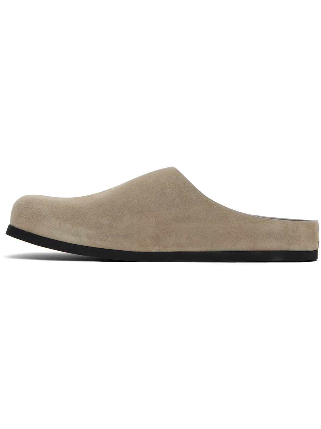Taupe Suede Clog Loafers - 3