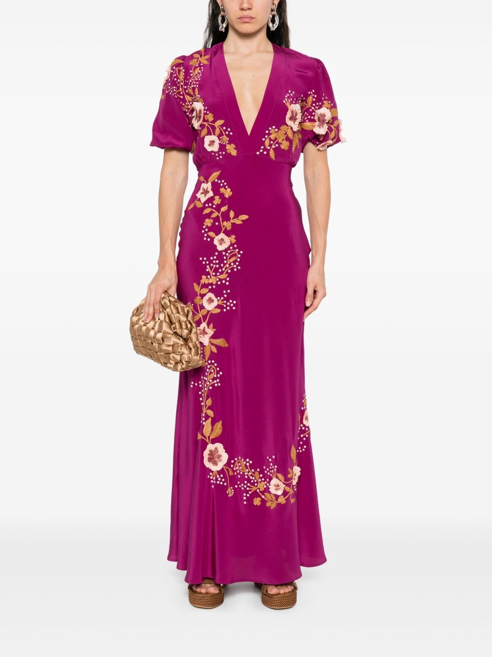 silk v-neck dress - 2