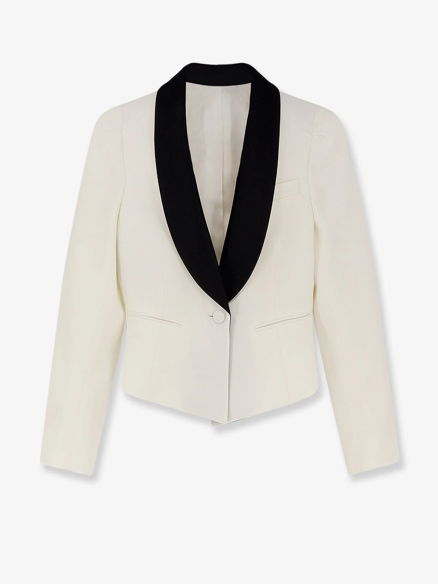 Wool Blazer With Satin Lapel - 1