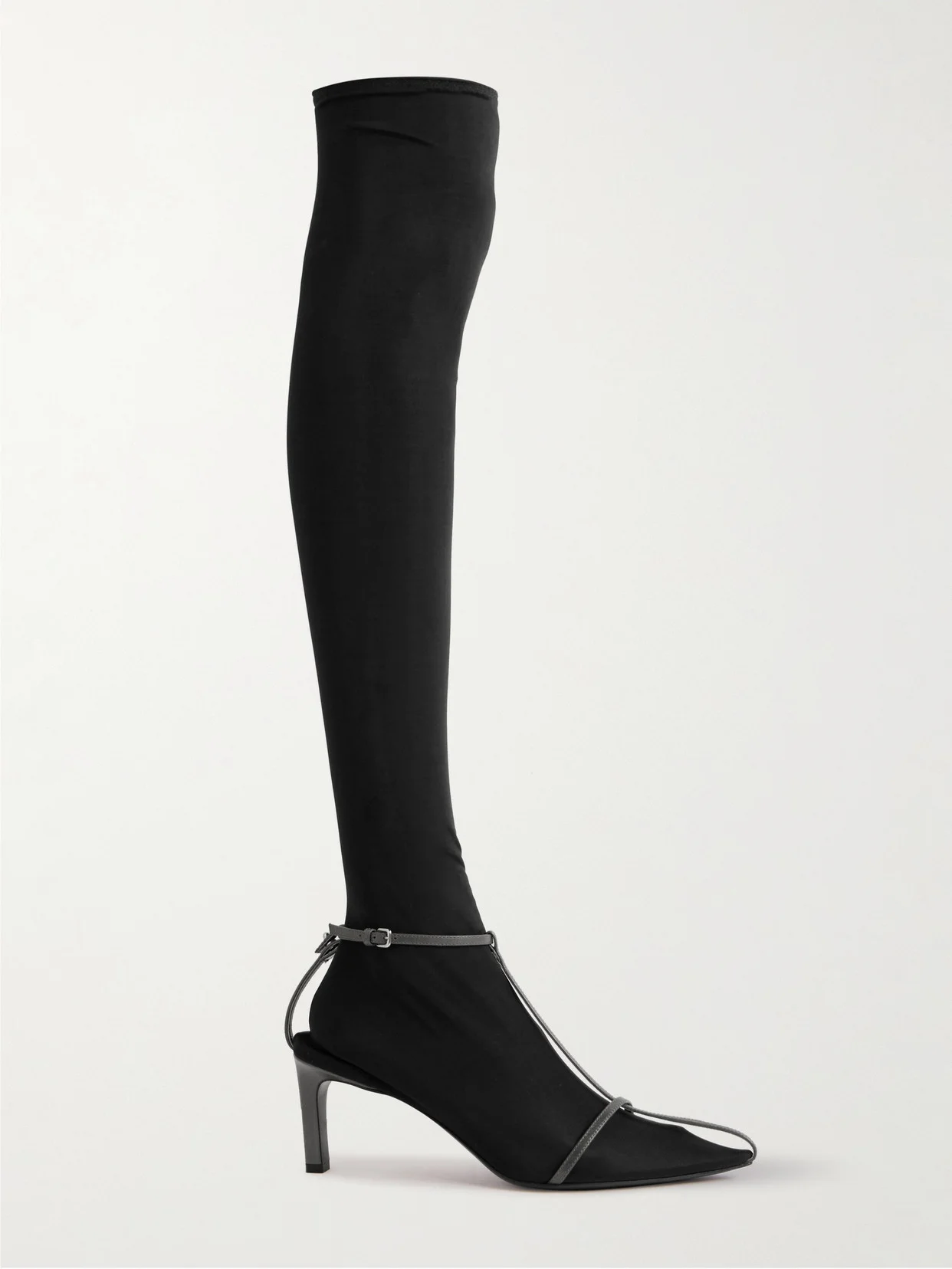 Stretch-mesh And Leather Knee Boots - 1