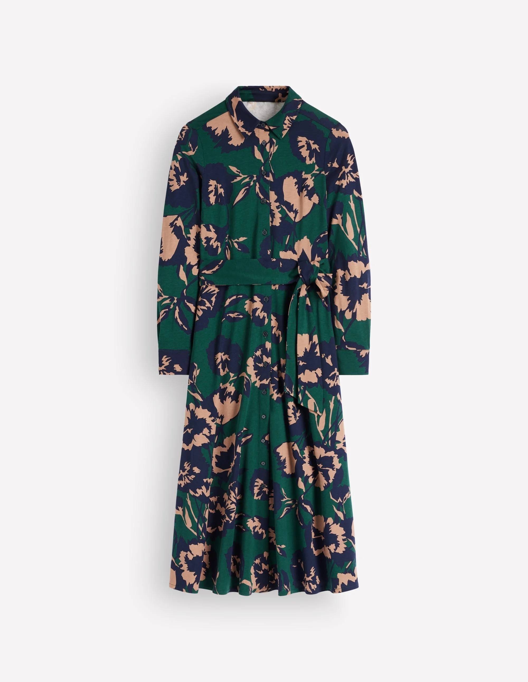 Marcia Jersey Shirt Dress-Sea Moss, Forest Breeze - 1
