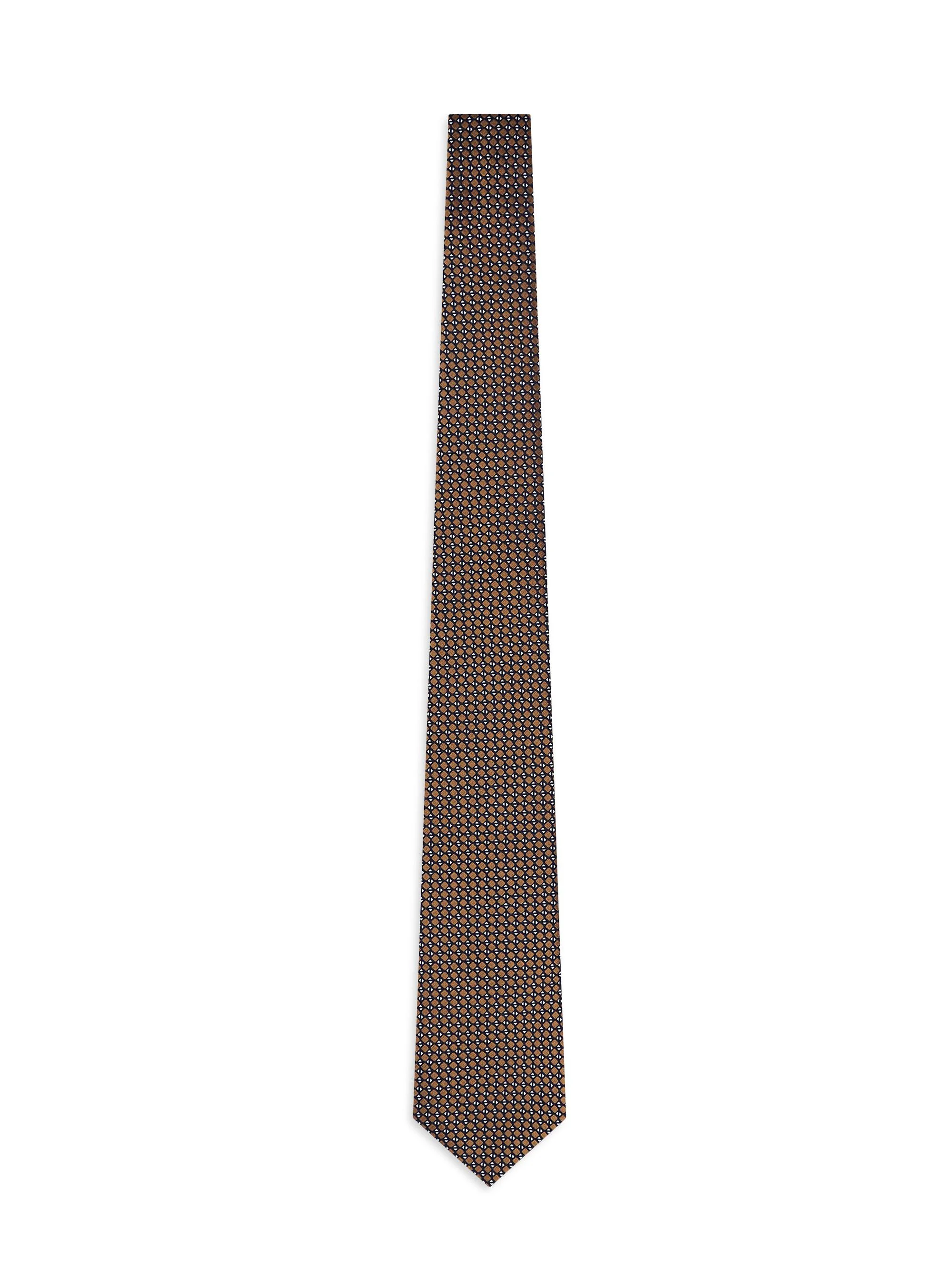 Men's Elaborated Diamond Silk Tie - Orange Fancy - 1