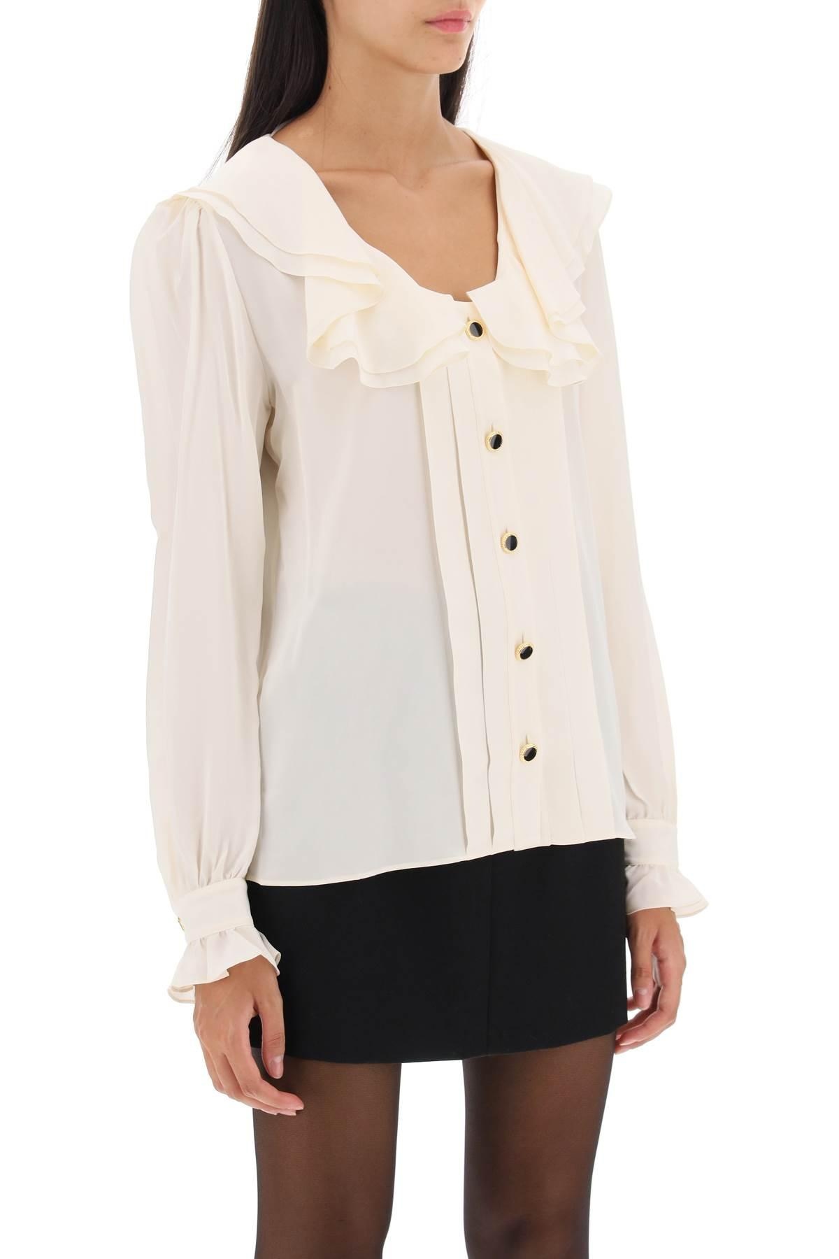 CREPE DE CHINE BLOUSE WITH FRILLS - 3