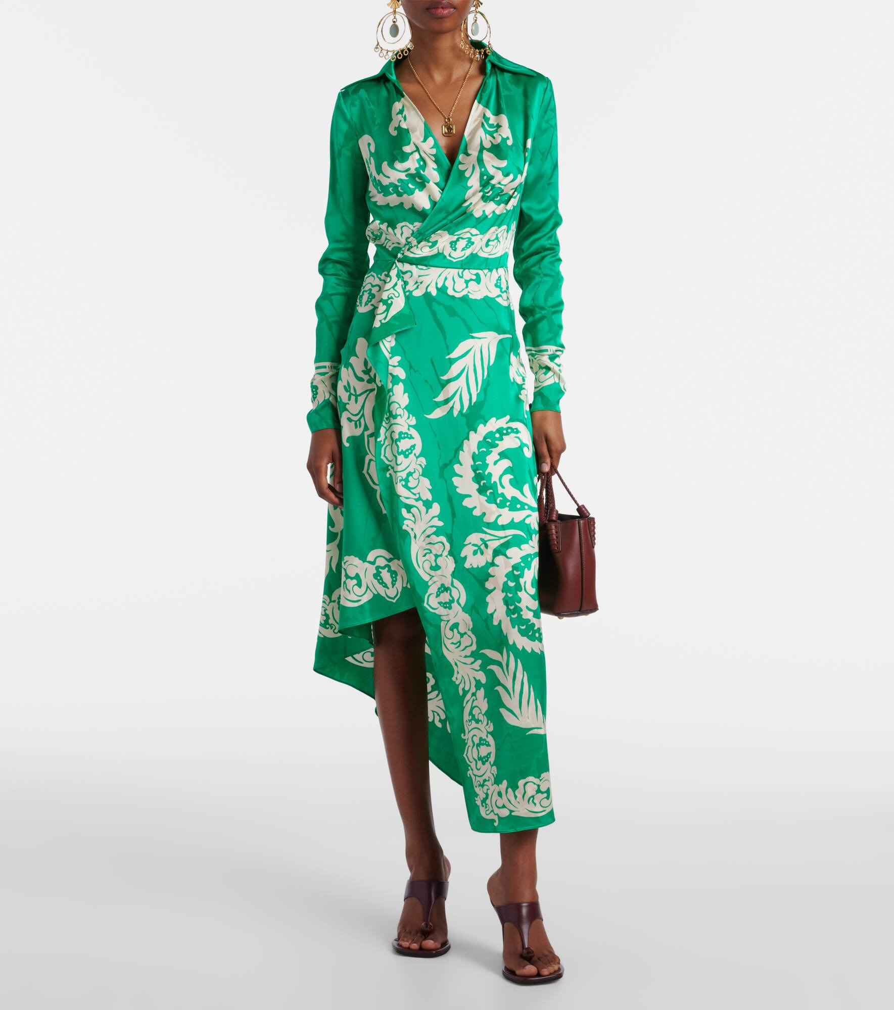 Printed satin wrap dress - 2