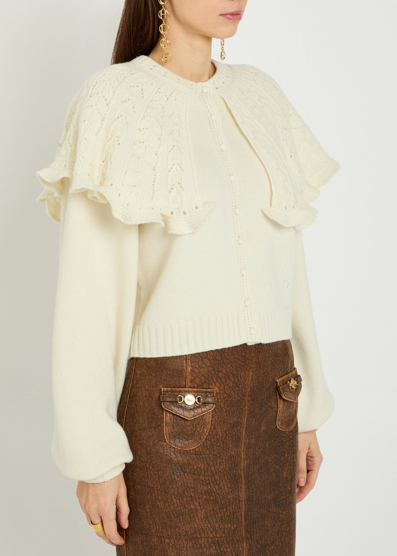 Chloé Chloe Collar-detail Wool and Cashmere-blend Cardigan outlook