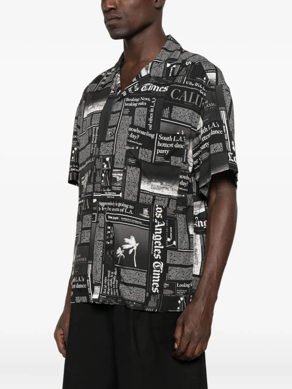 Palm Angels Men `Paxlatimes News` Shirt - 3