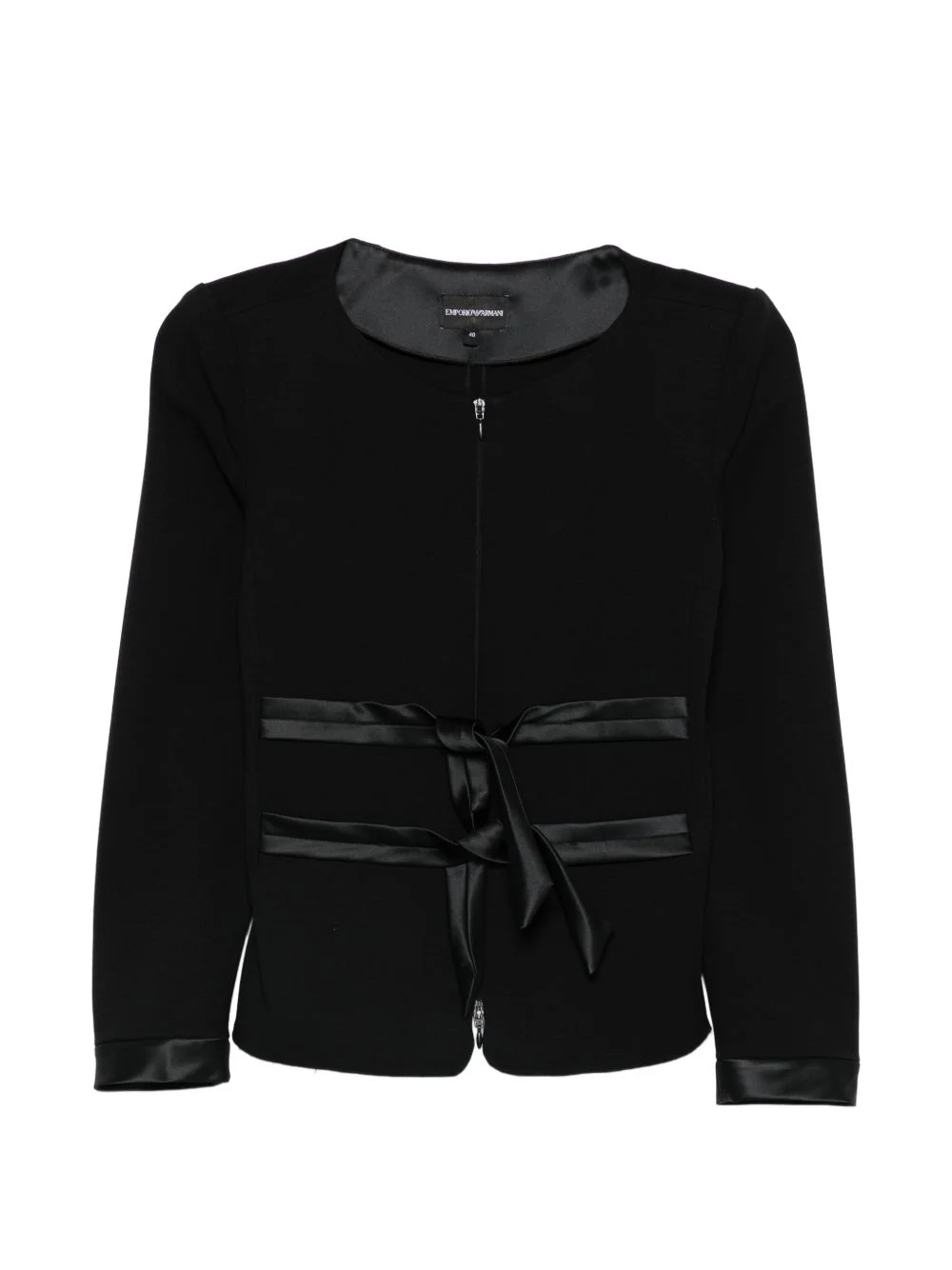 bow-detail collarless jacket - 1
