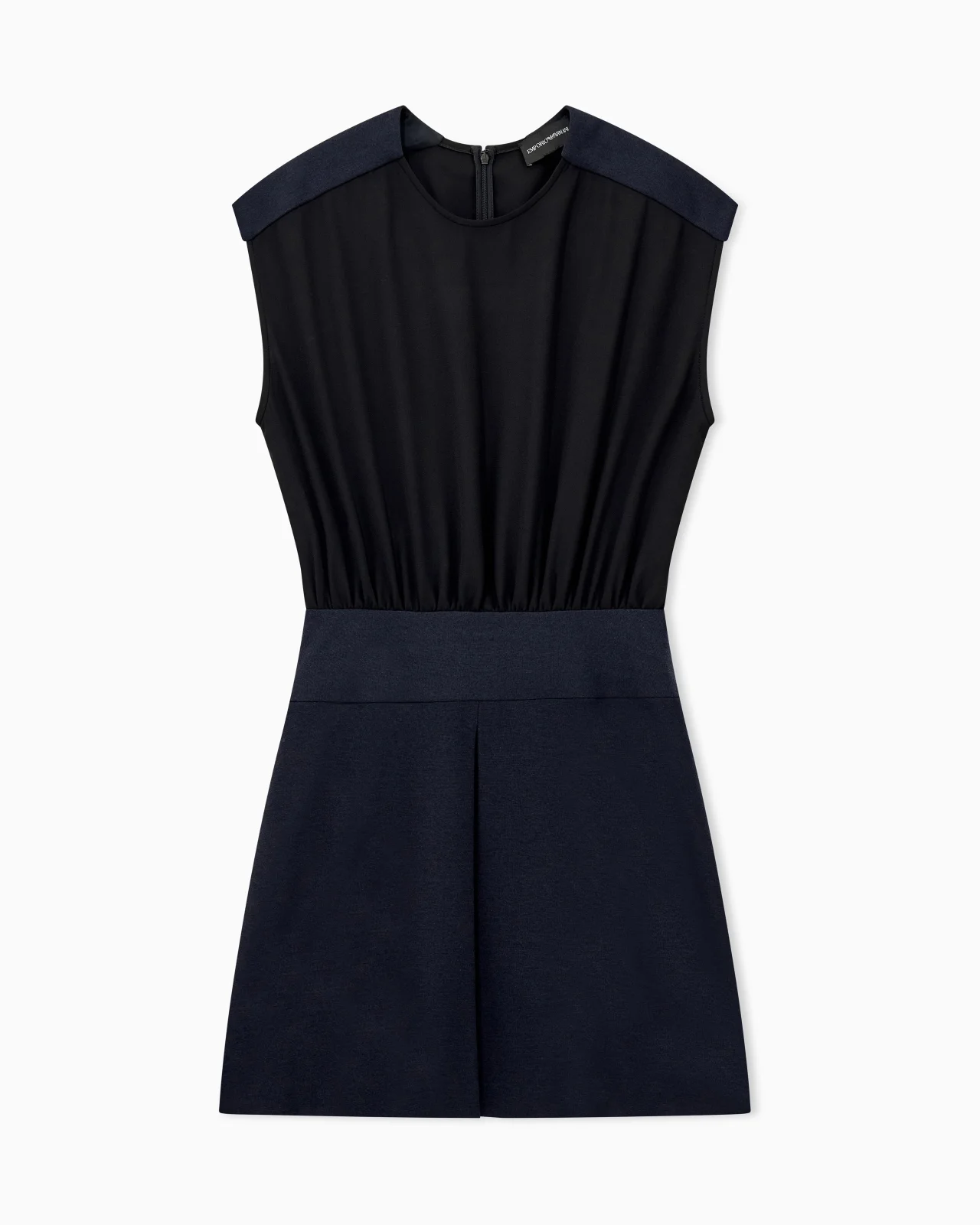 SLEEVELESS DRESS WITH A GATHERED BODICE AND FRONT PLEAT - 1