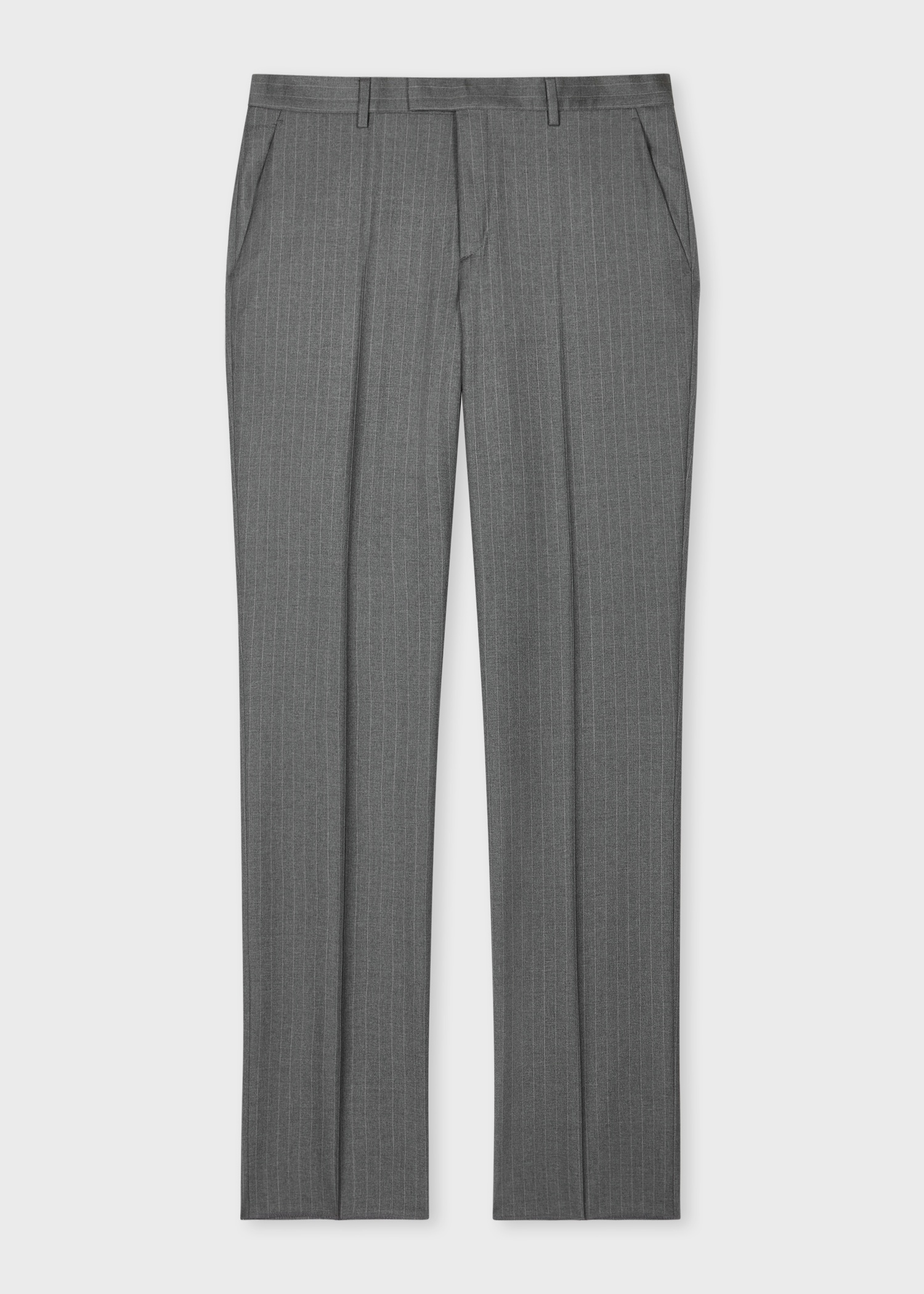 Tapered-Fit Grey Pinstripe Wool Trousers - 1