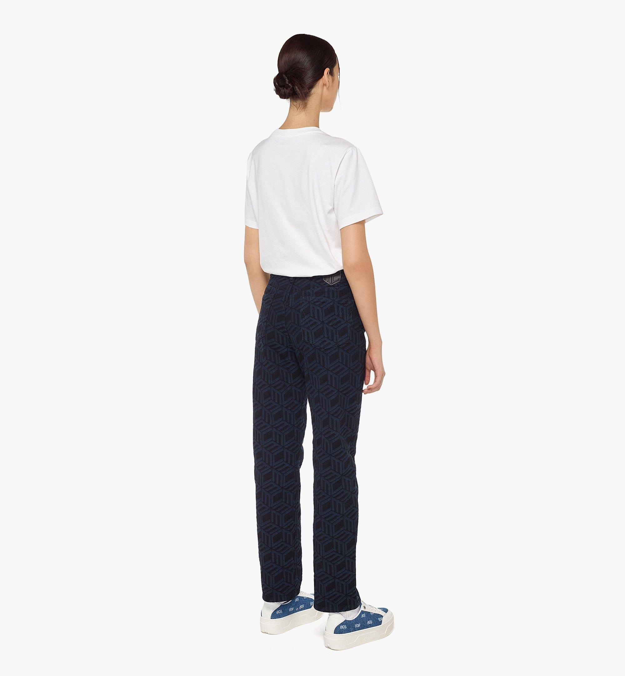 Women’s Cubic Monogram Jacquard Denim Jeans in Sustainable Cotton - 4
