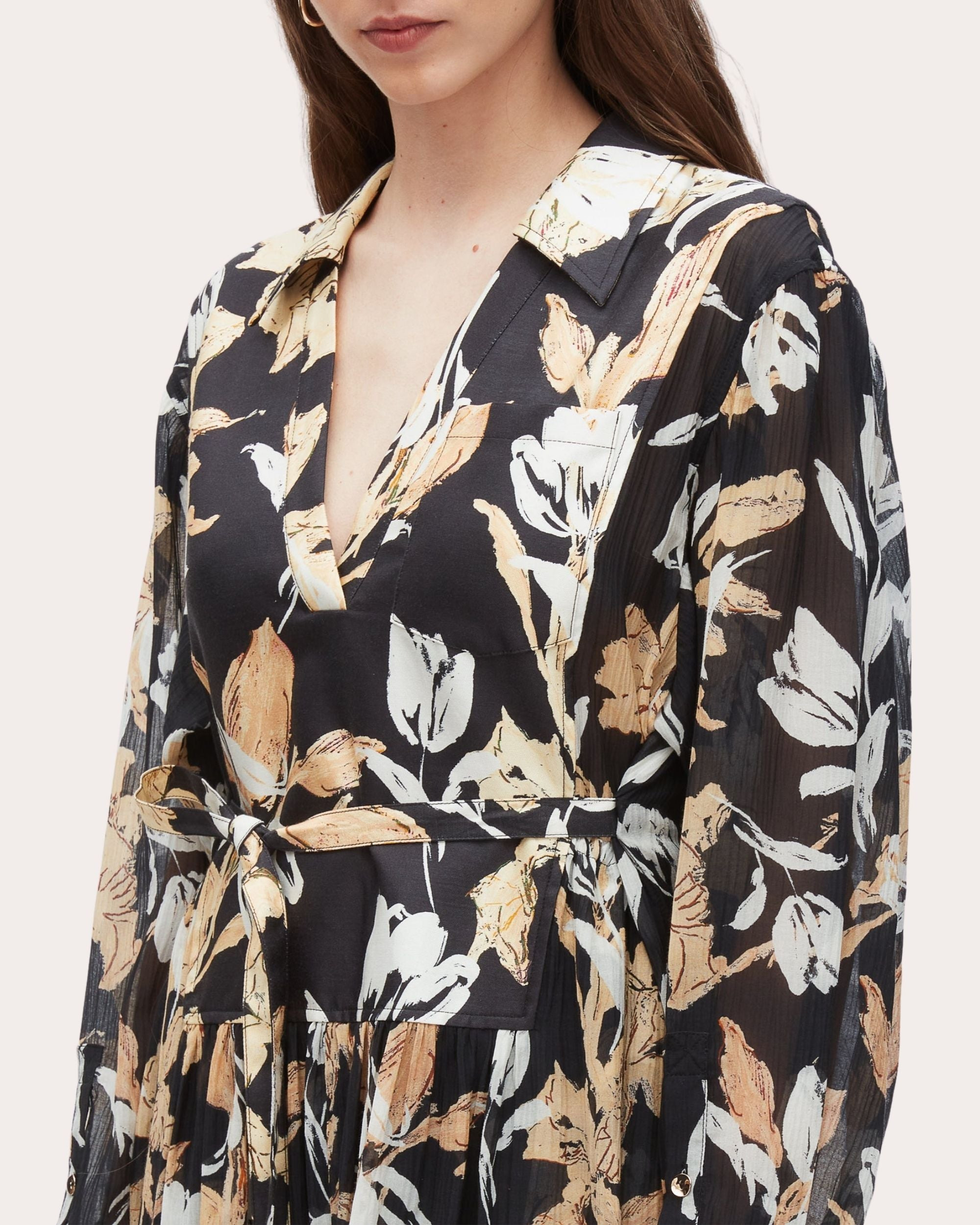Gathered Floral Print Silk-Blend Dress - 4