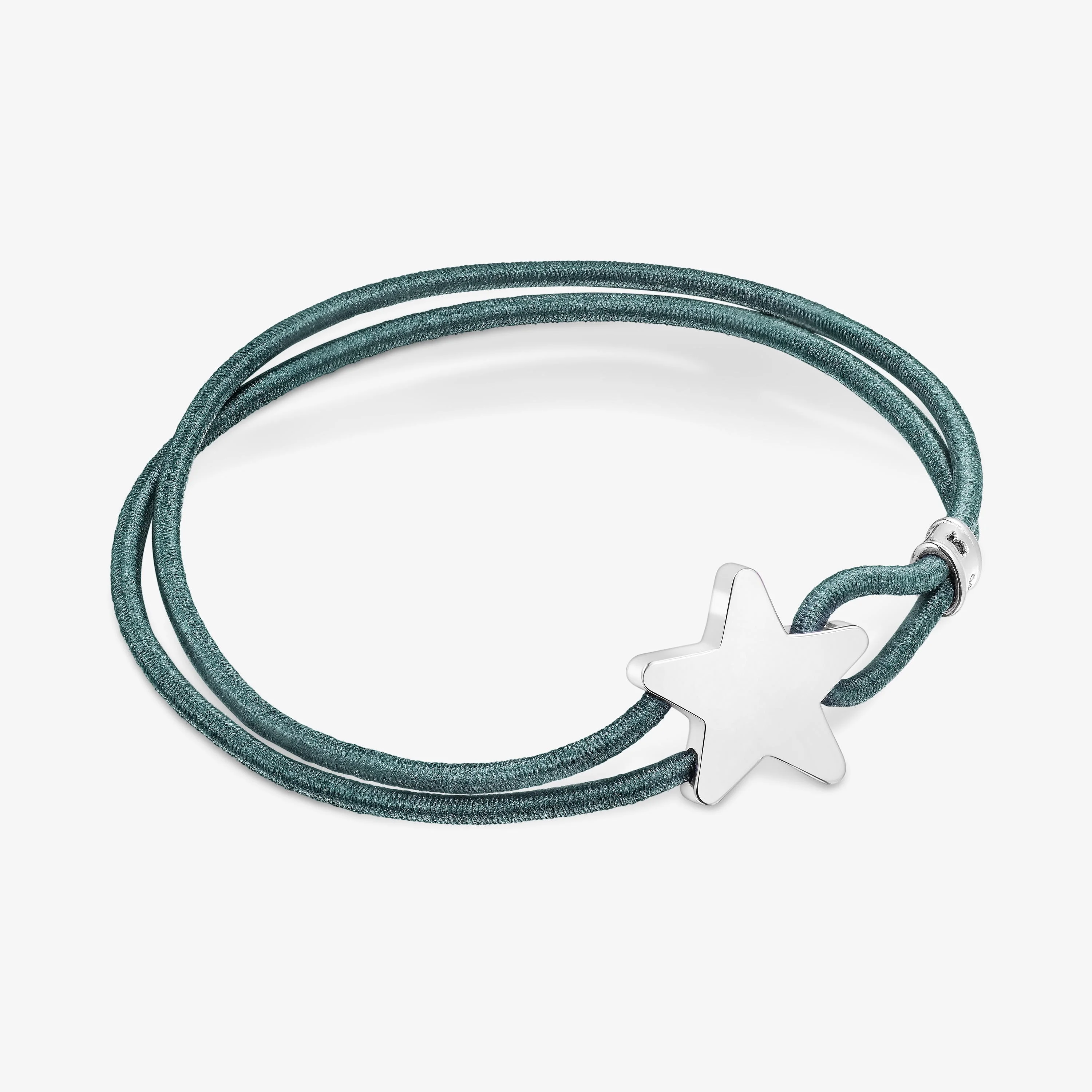 Green elastic Sweet Dolls Bracelet with silver star - 1