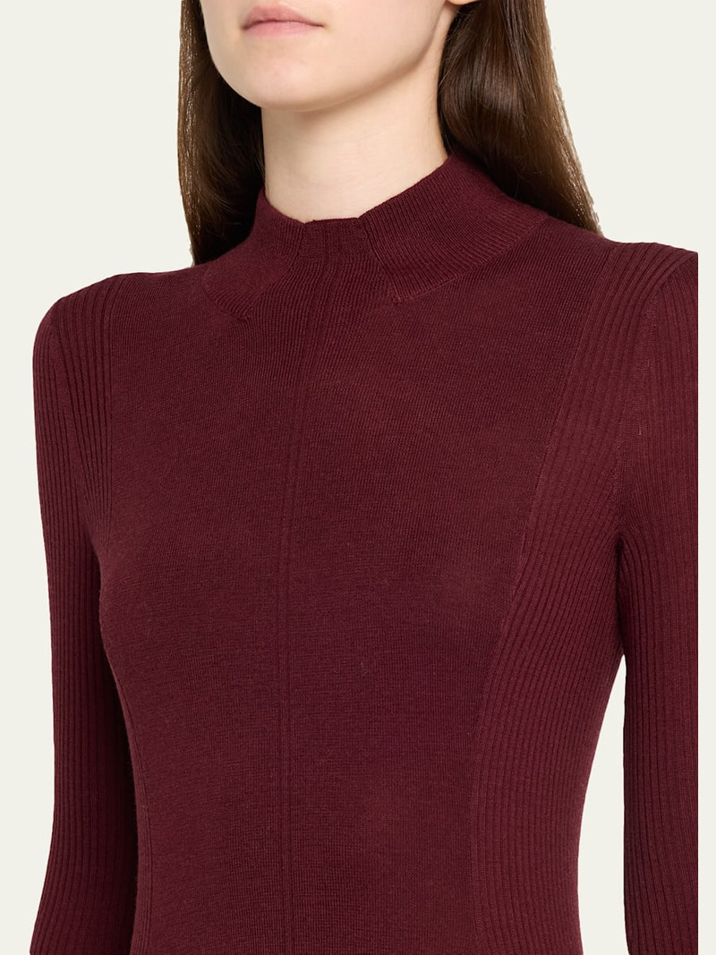 6397 Rib Godet Long-Sleeve Midi Dress outlook