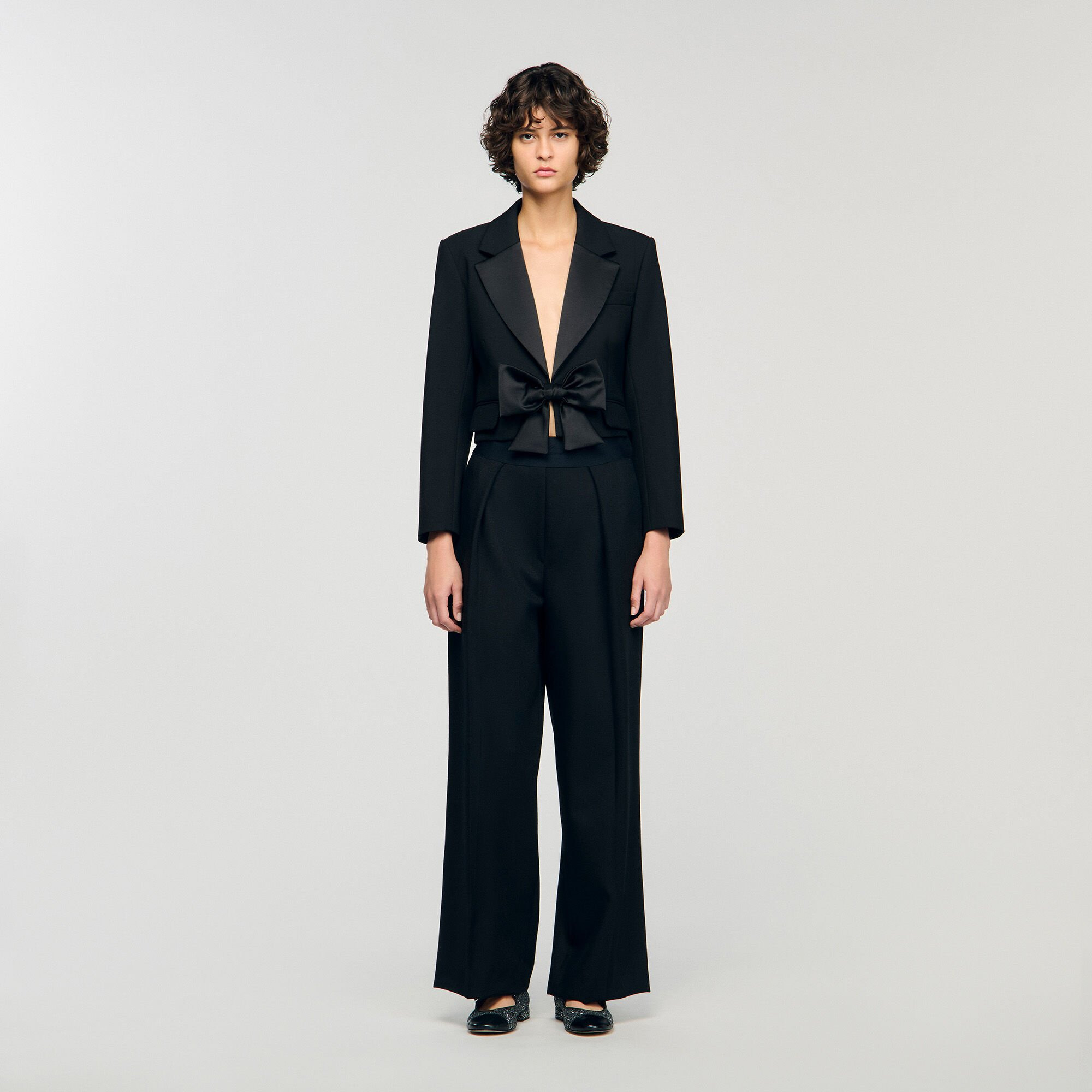 SHORT SATIN BOW JACKET - 2