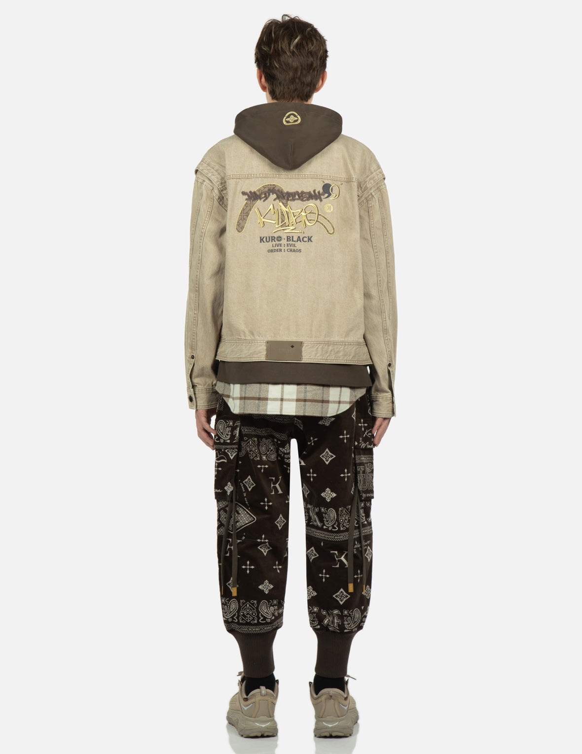 Monogram Paisley and Logo Print Velvet Joggers - 6