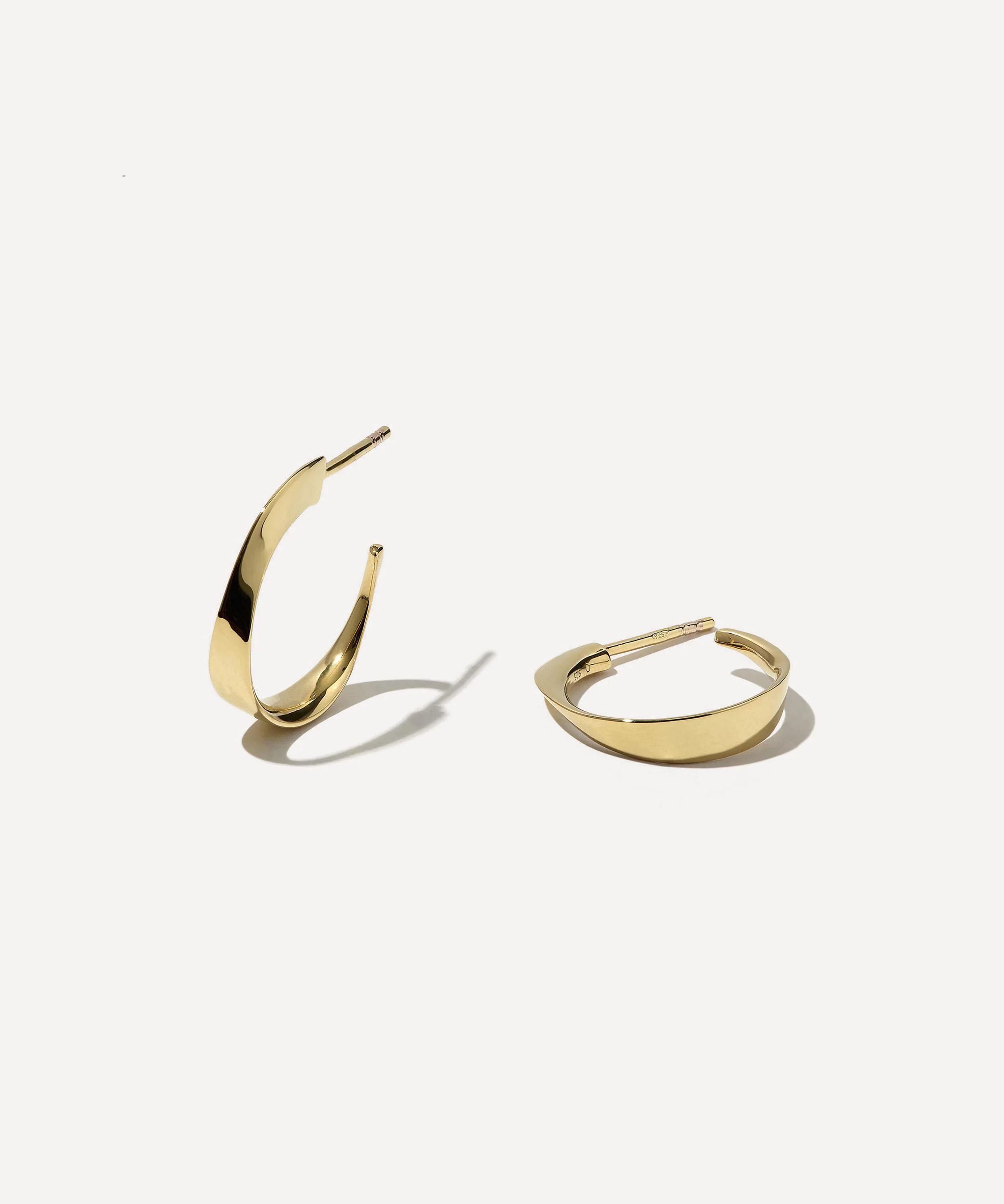 14ct Gold-Plated Vermeil Silver Small Twisted Wave Hoop Earrings - 1