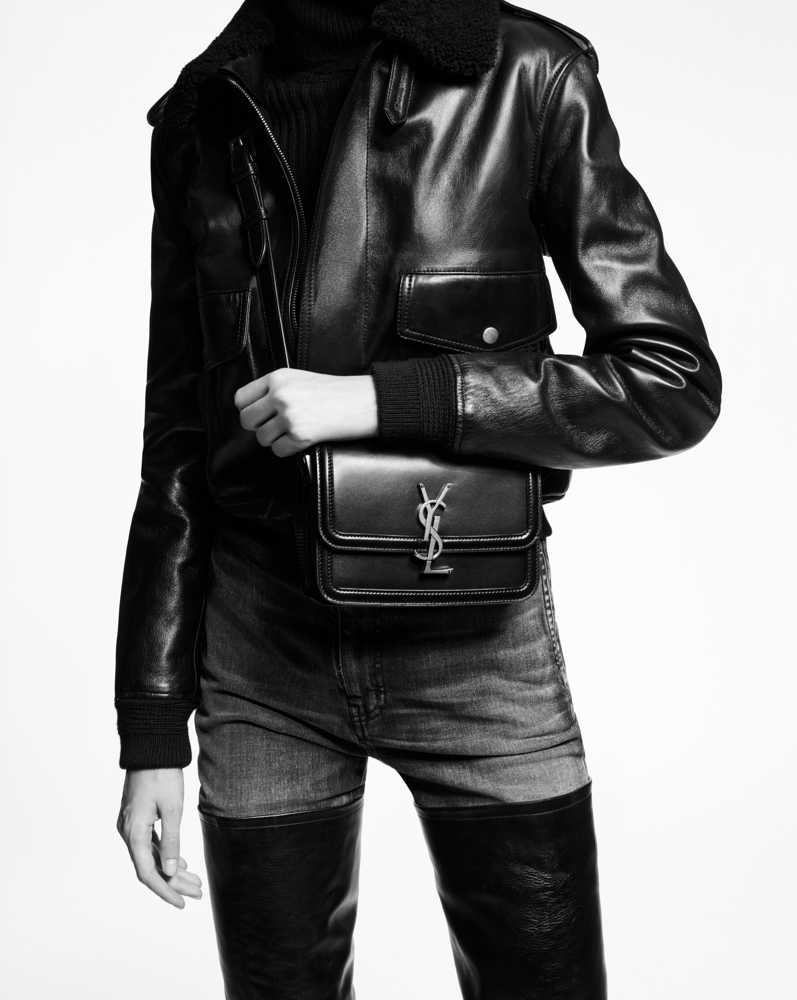 solferino small satchel in box saint laurent leather - 2