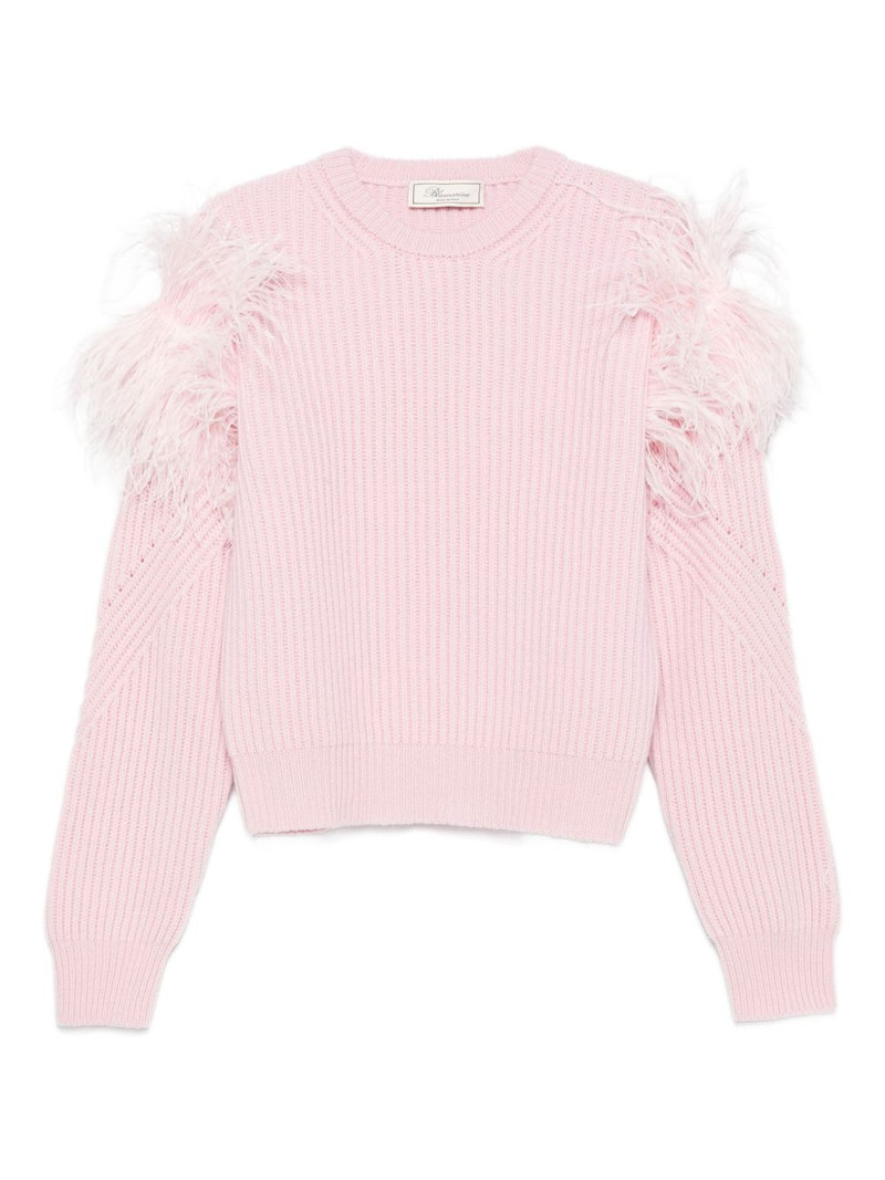 feather-detail ribbed sweater 1