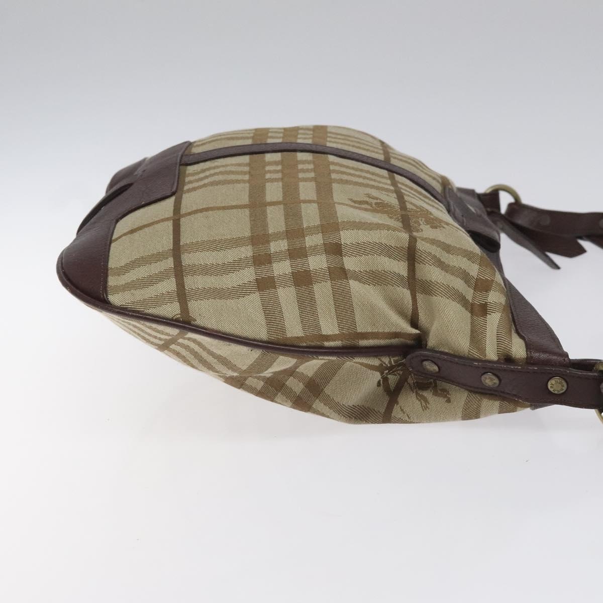 Burberry Nova Check Shoulder Bag Canvas Leather Beige Brown - 4