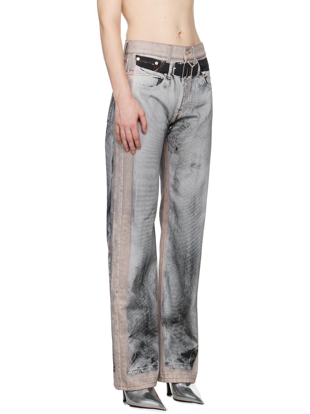 Beige & Gray 'YP' Trompe L'oeil Jeans - 2