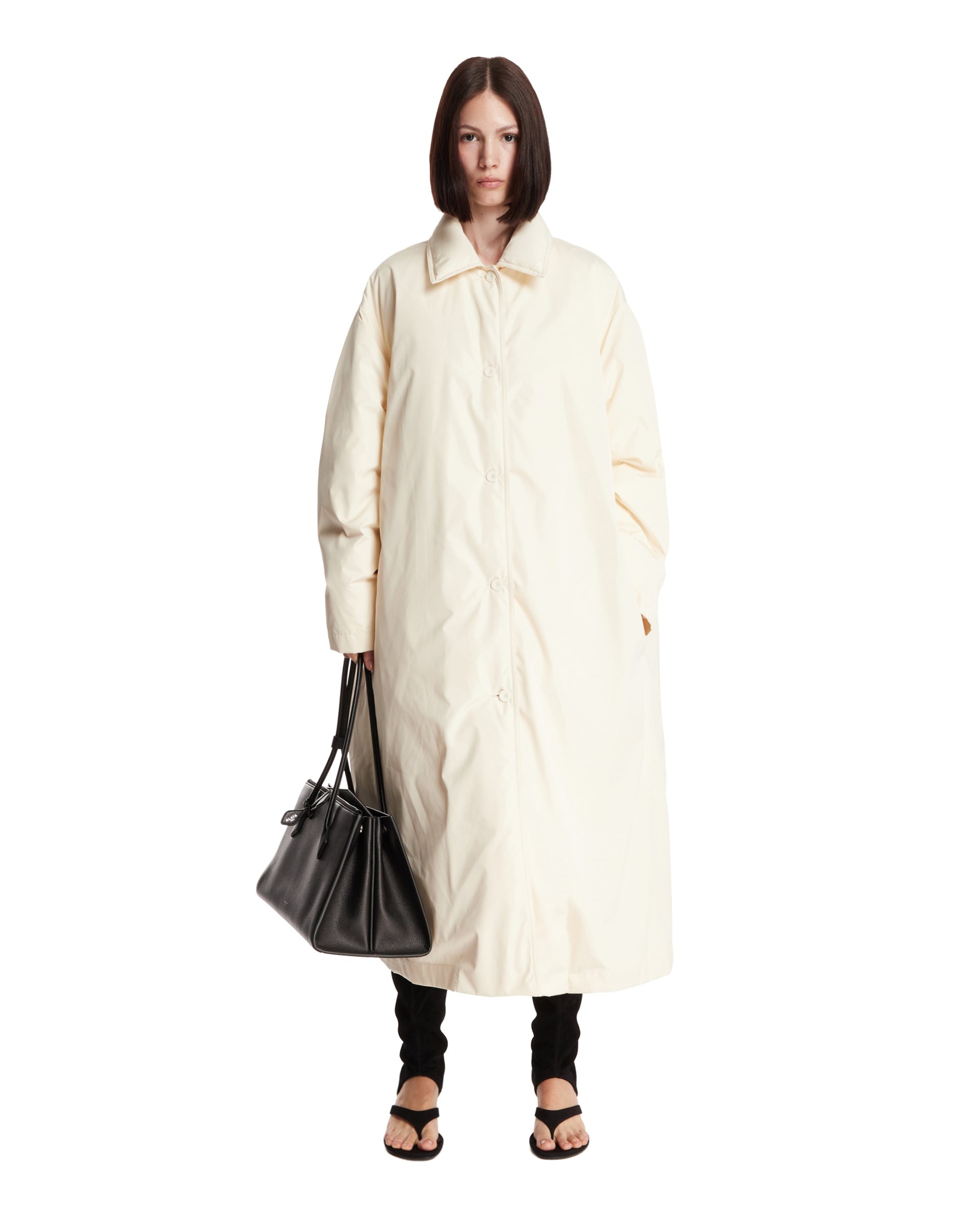 White Oversized Long Coat - 2