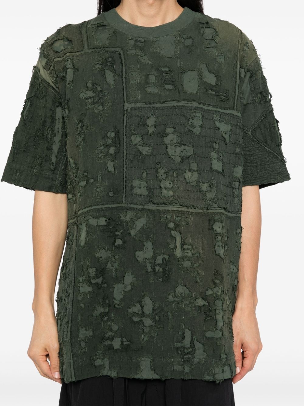 frayed-effect T-shirt - 4