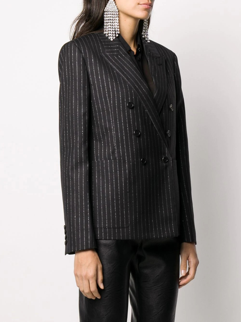 pinstriped double-breasted blazer - 3