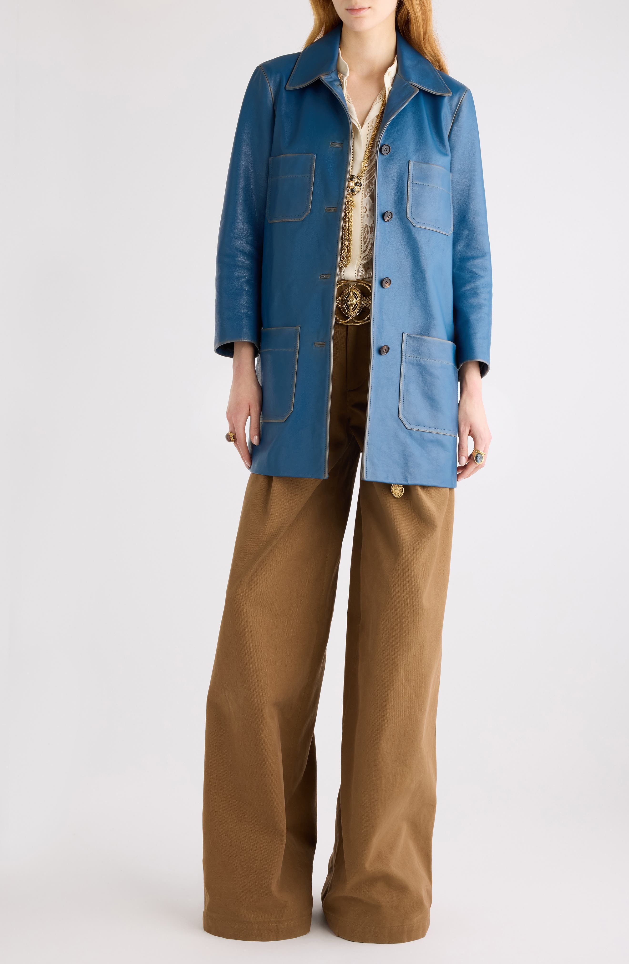 Chloé Garment Dye Organic Cotton Canvas Wide Leg Pants in Mustard Brown at Nordstrom - 8