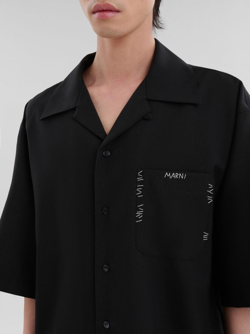 BLACK TROPICAL WOOL BOWLING SHIRT WITH MARNI MENDING 4