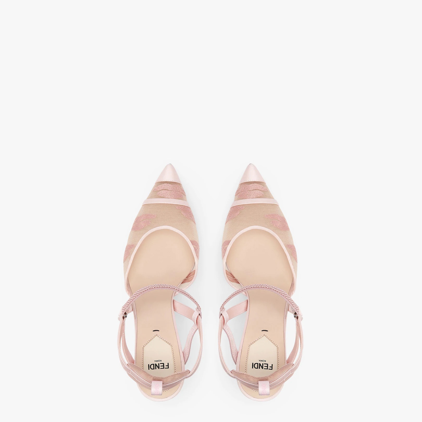 Pink mesh high-heeled slingbacks - 4