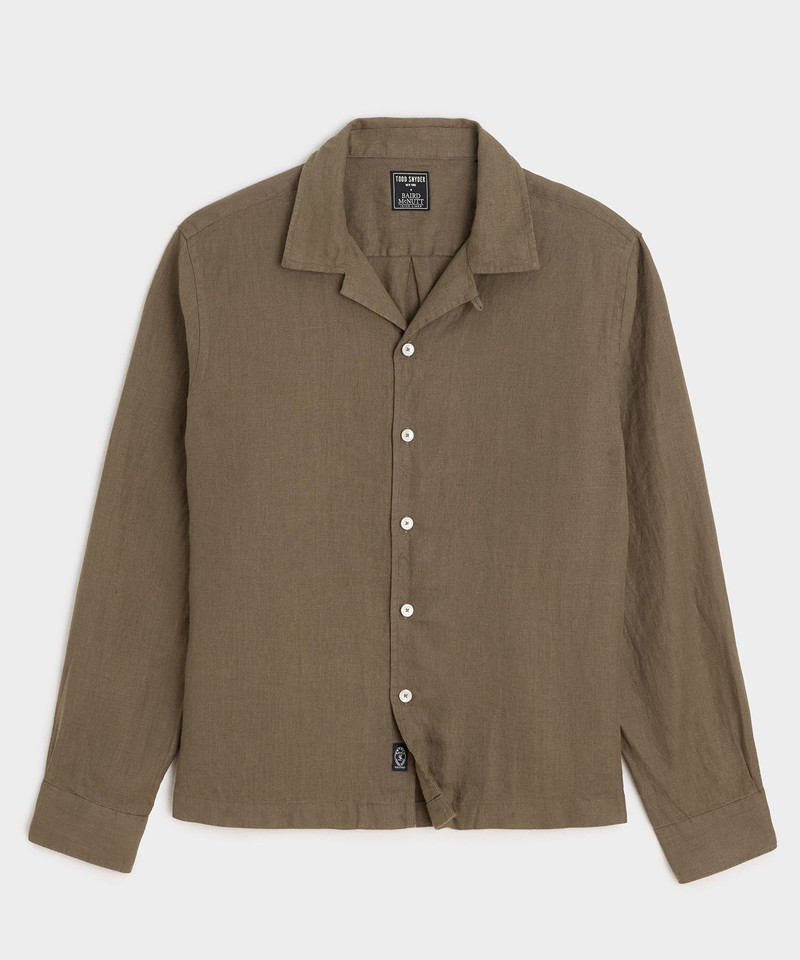 TODD SNYDER Cropped Sea Soft Irish Linen Camp Collar Shirt outlook