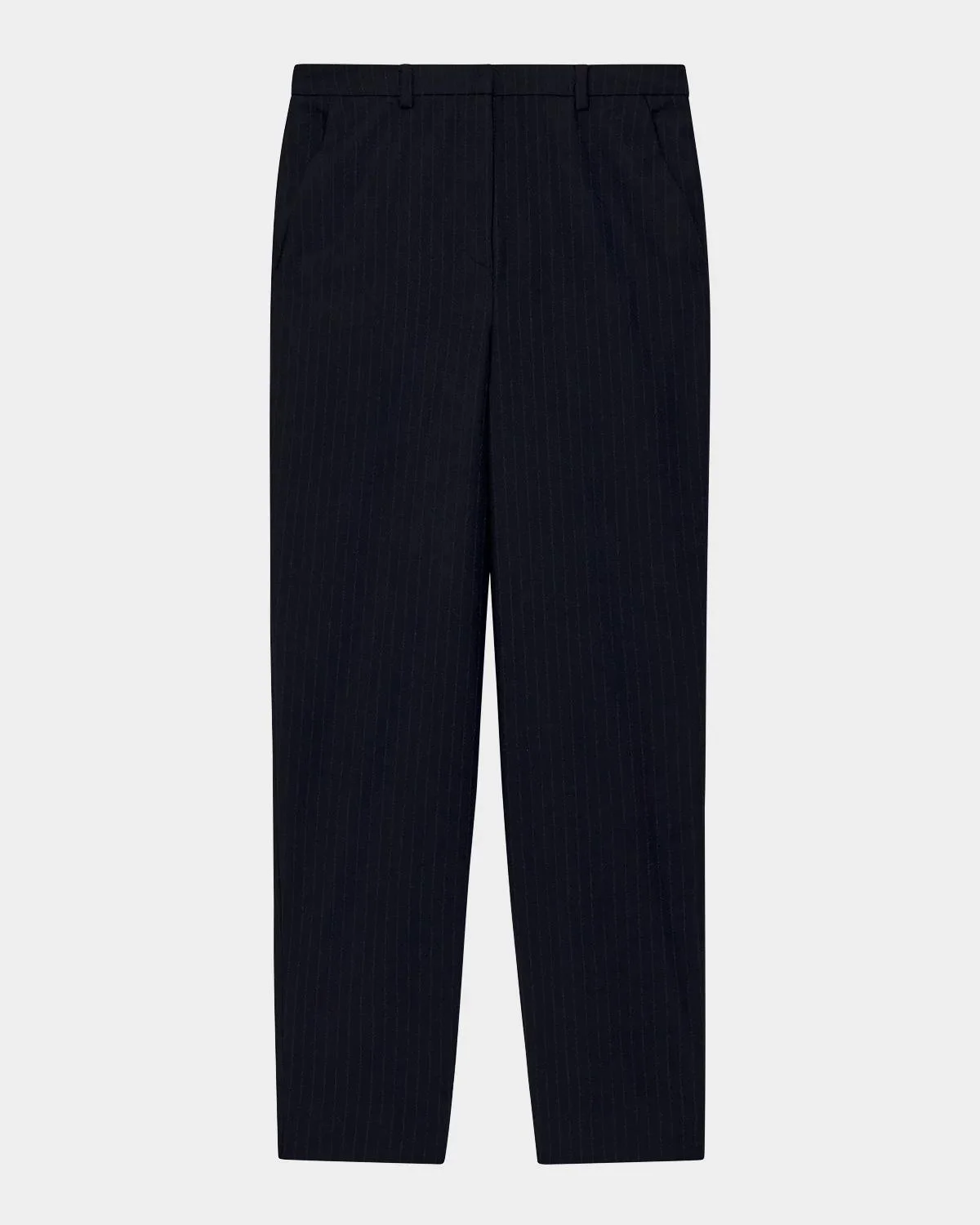 Pinstriped Wool-Blend Straight-Leg Trousers - 1