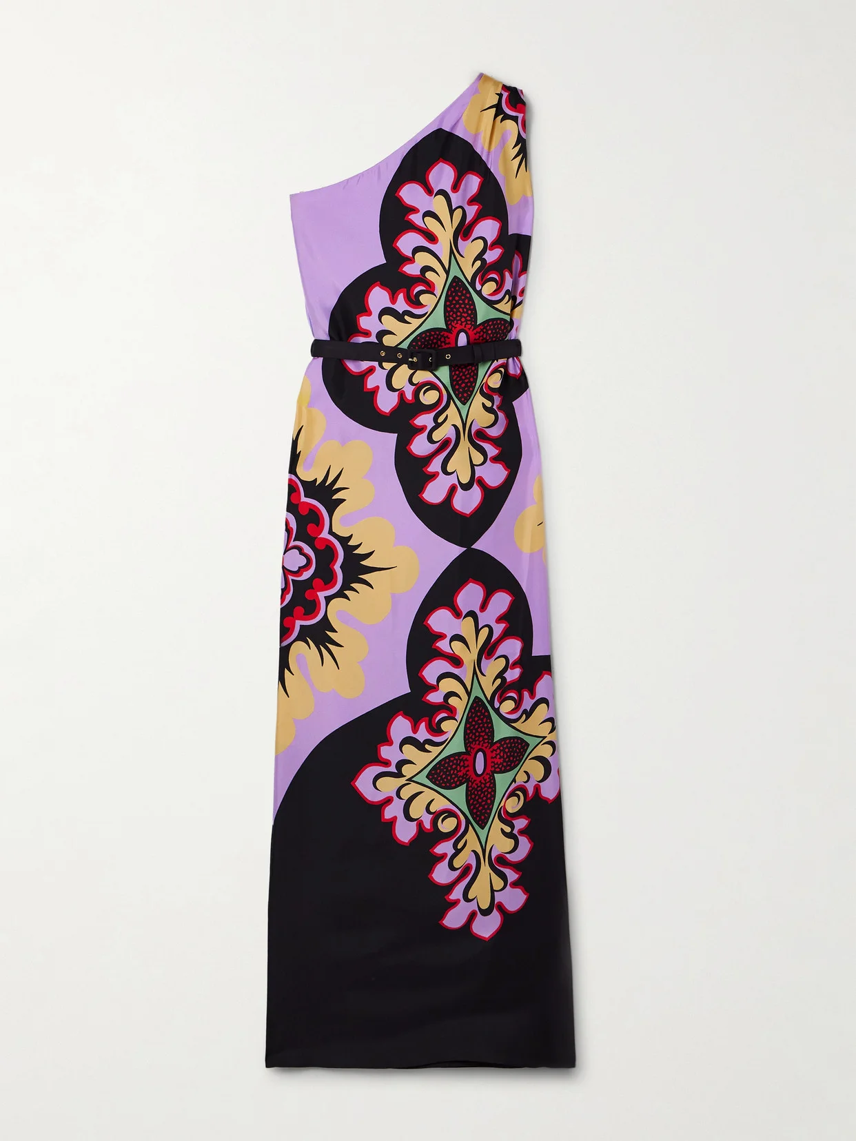 Roy One-shoulder Printed Silk-twill Maxi Dress - 1