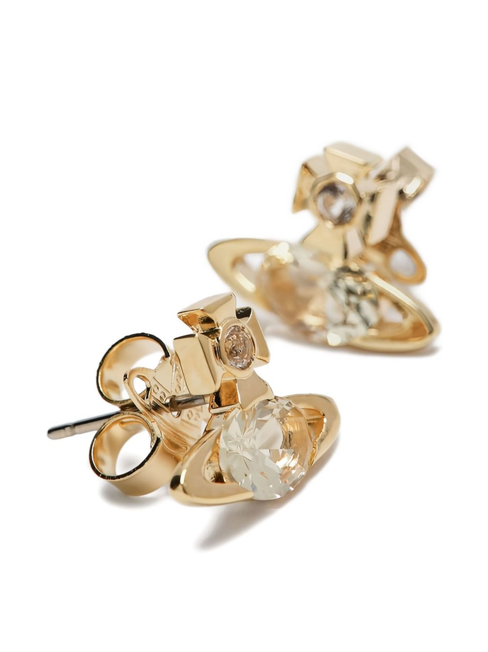 gold brass crystal earrings - 2