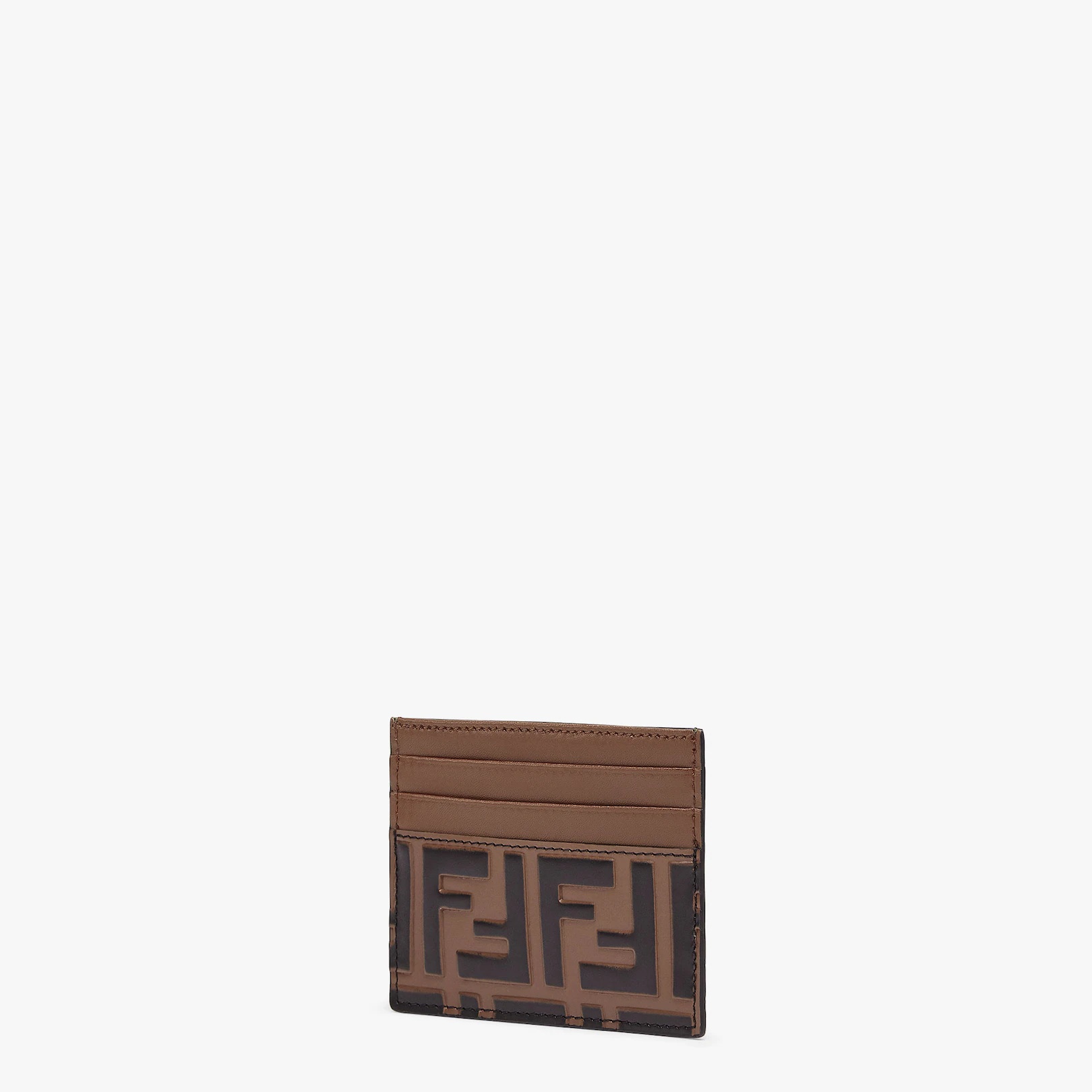 Brown leather flat business card holder - 2