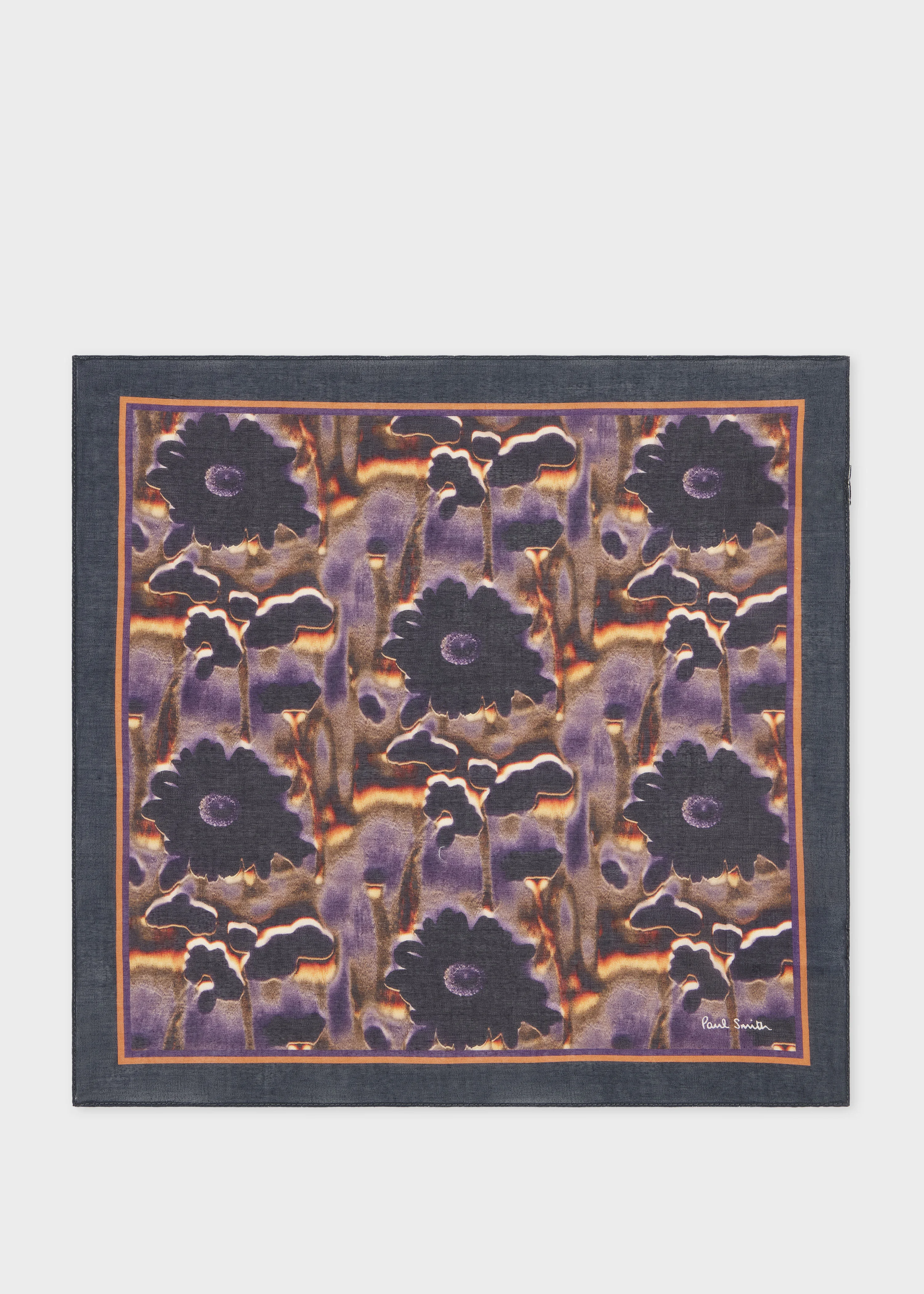 Purple Seasonal Floral Print Pocket Square - 1